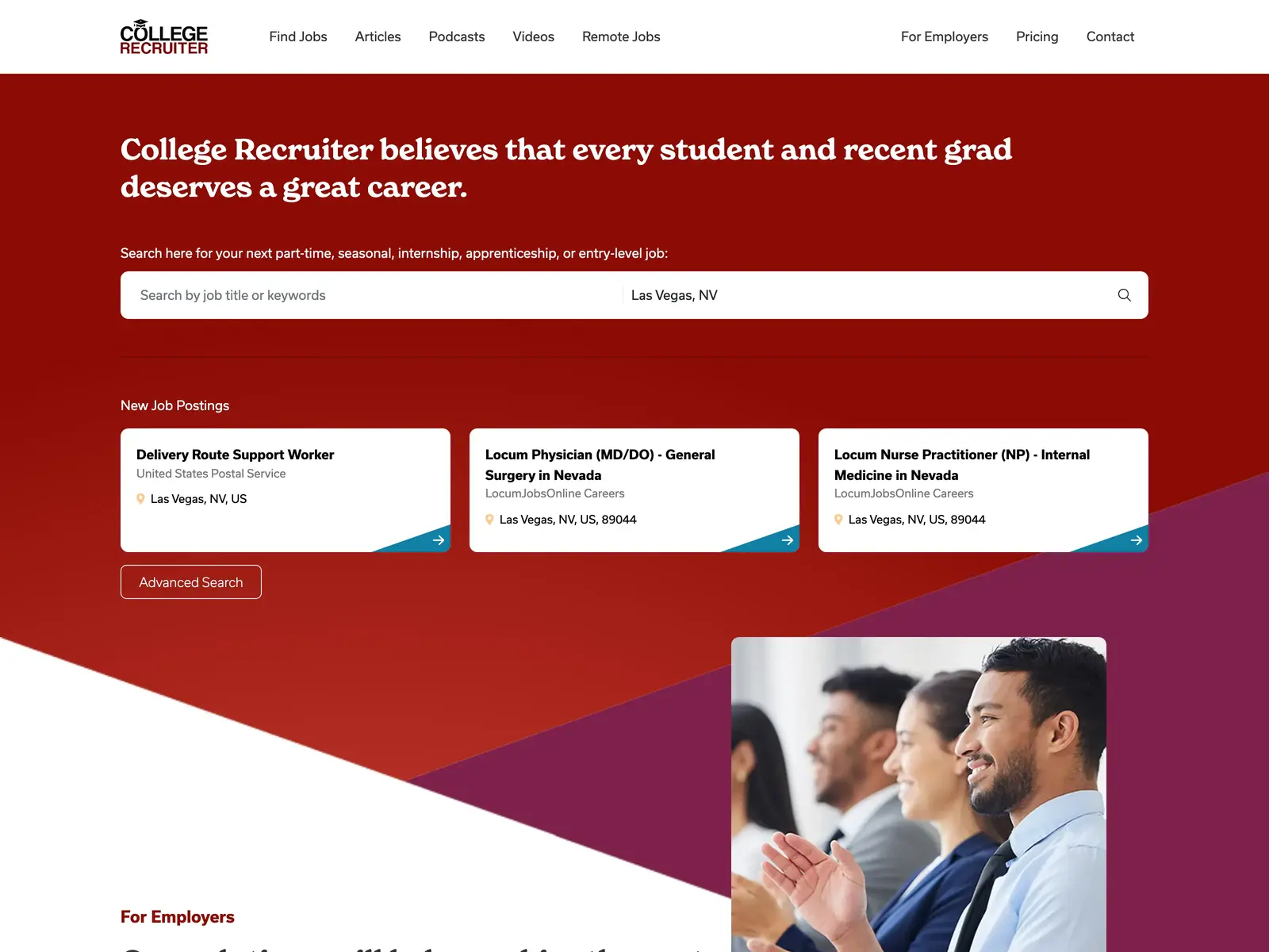 Screenshot of College Recruiter