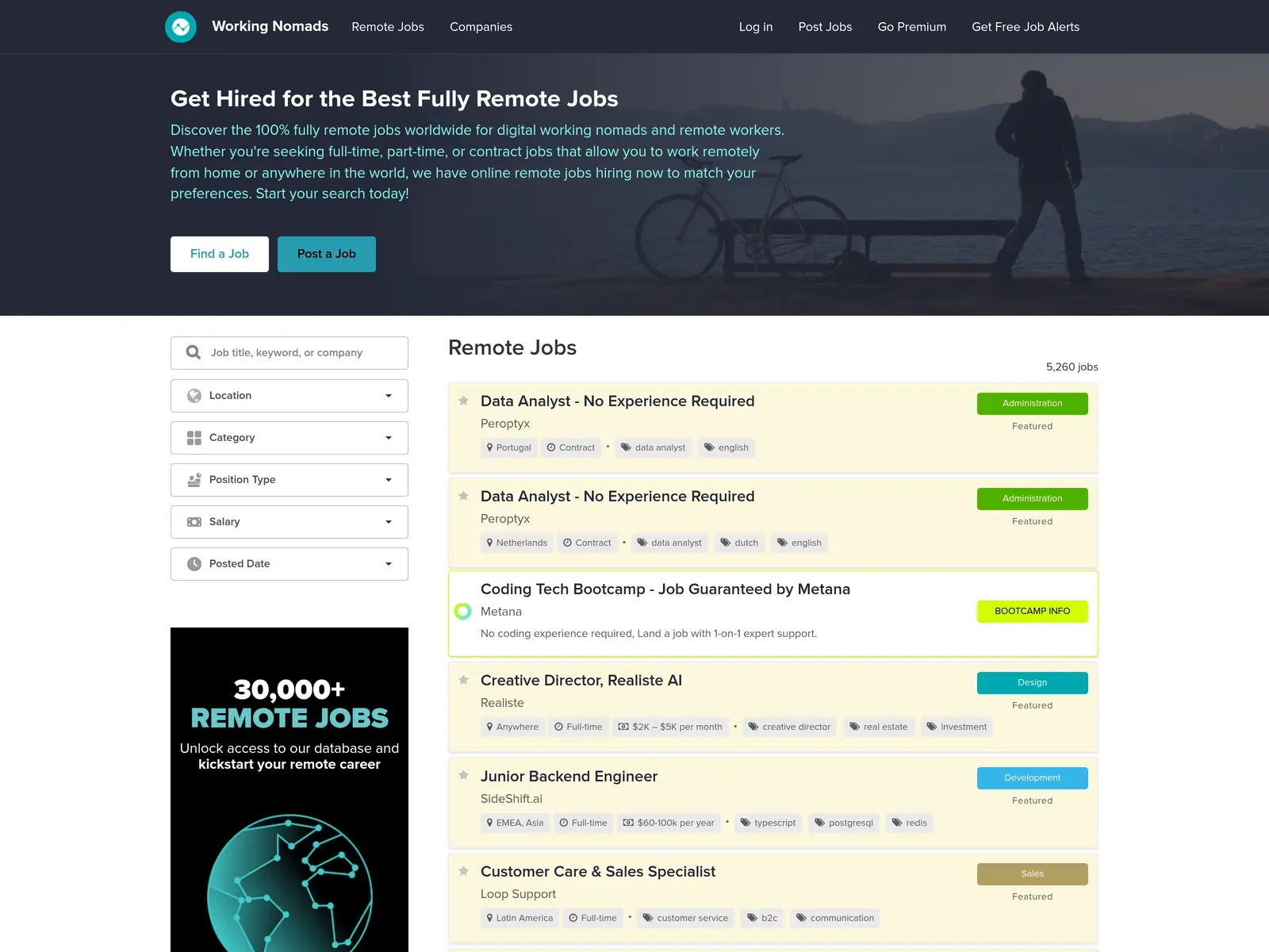 Screenshot of Working Nomads