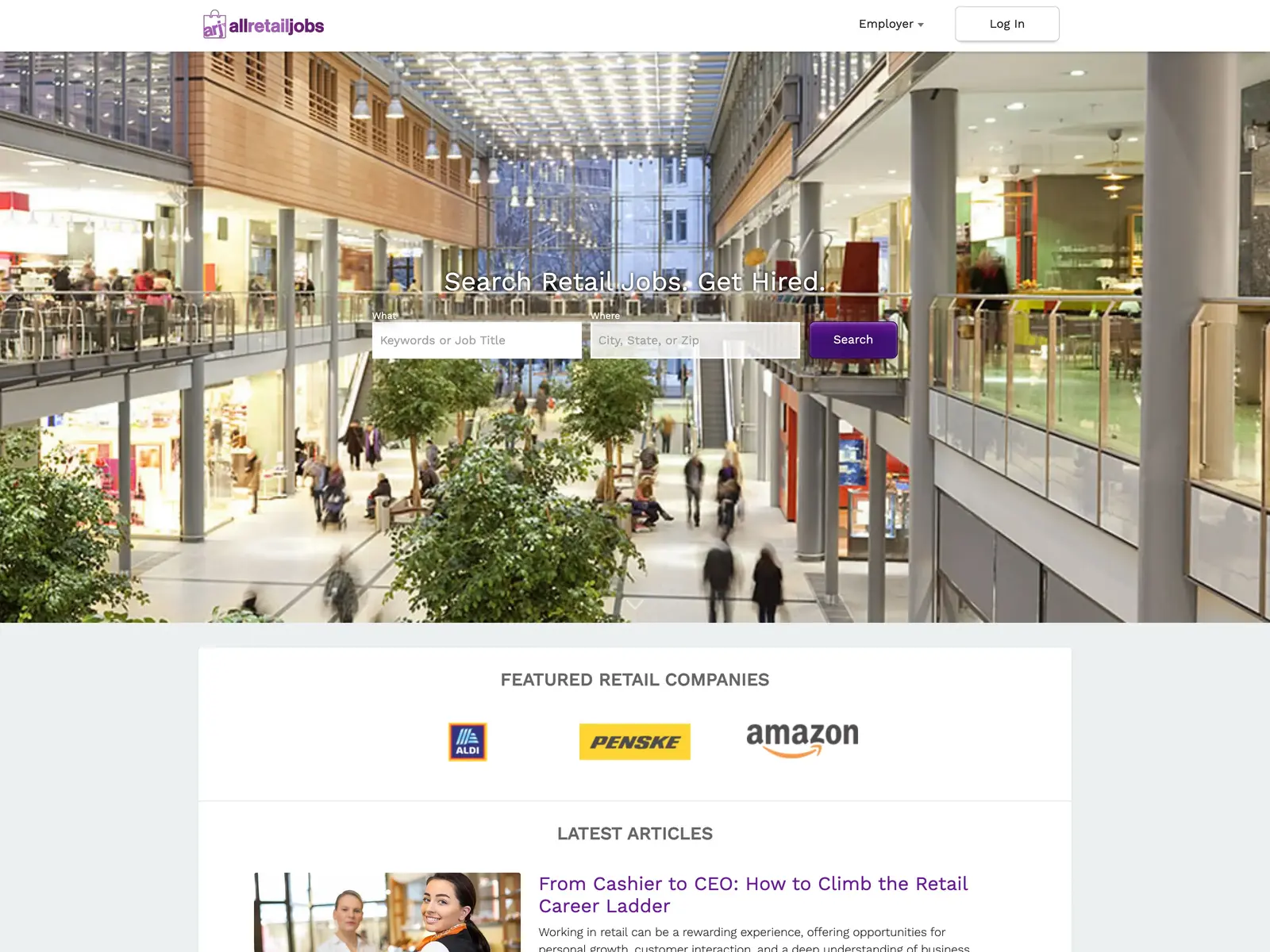 Screenshot of AllRetailJobs.com