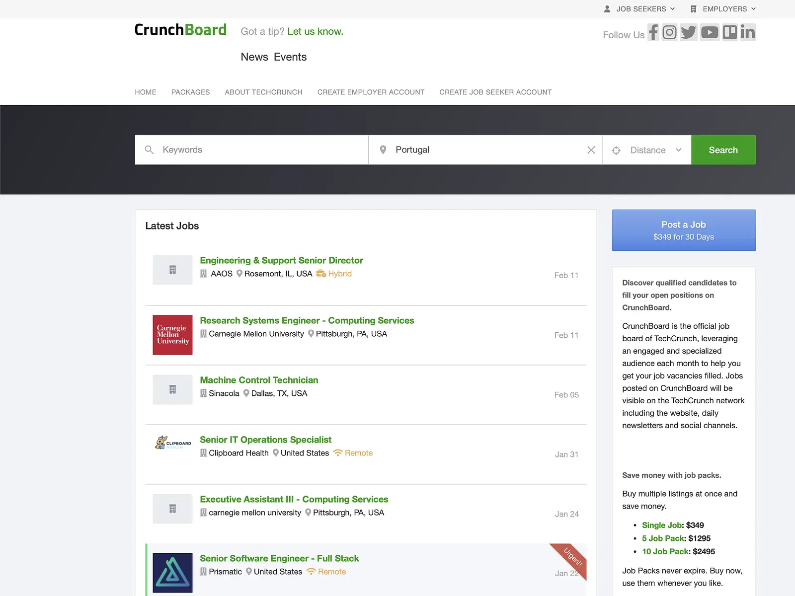 Screenshot of Crunchboard