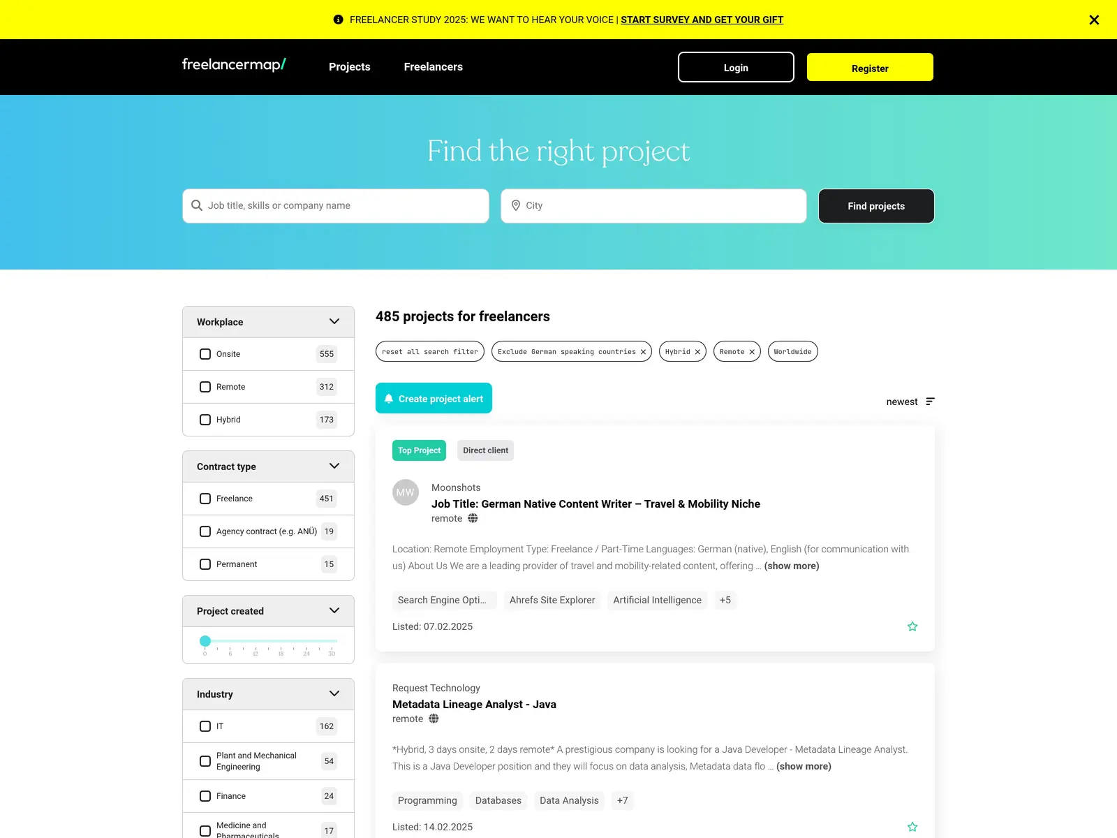 Screenshot of freelancermap