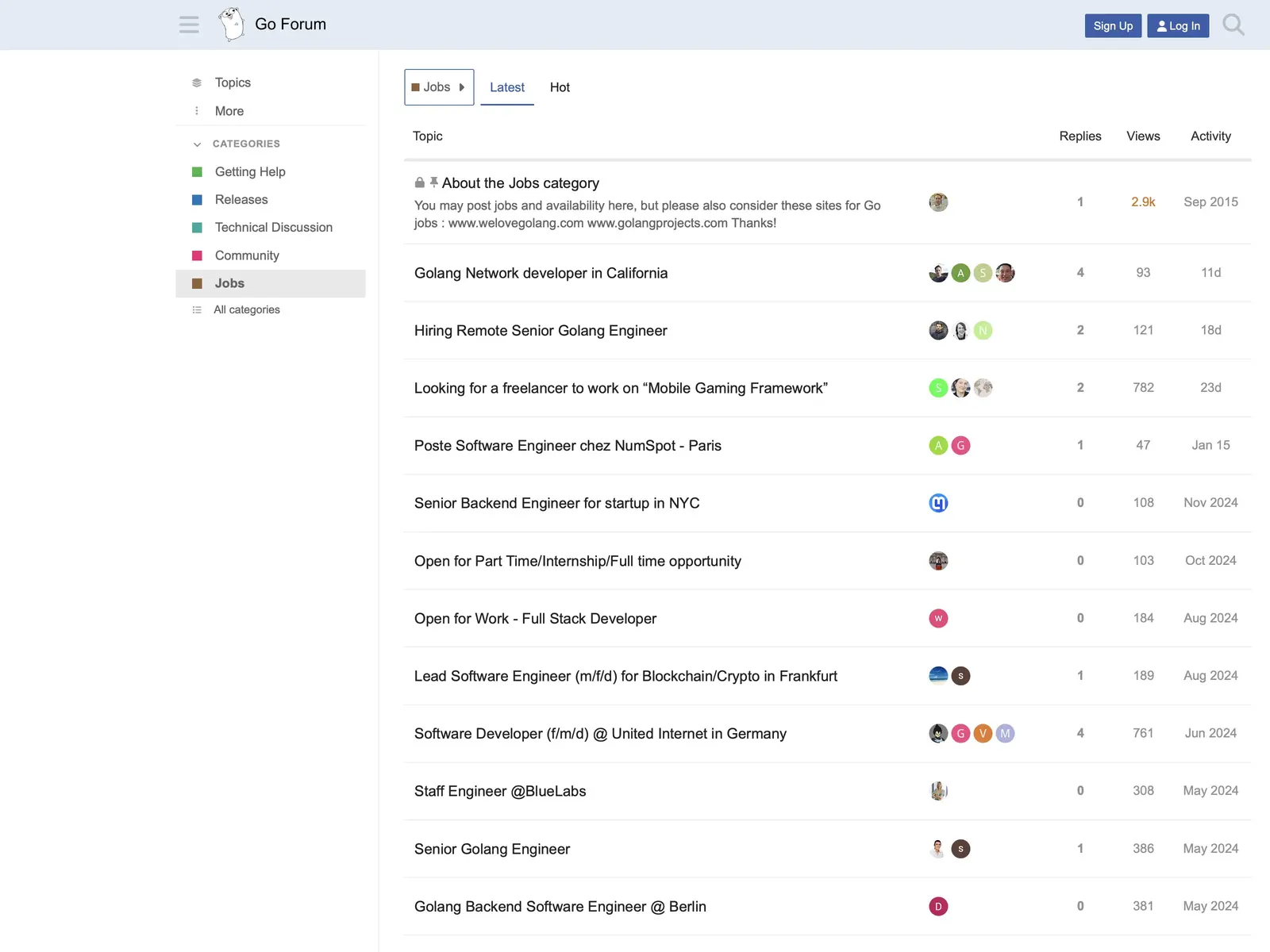 Screenshot of Go Forum Jobs