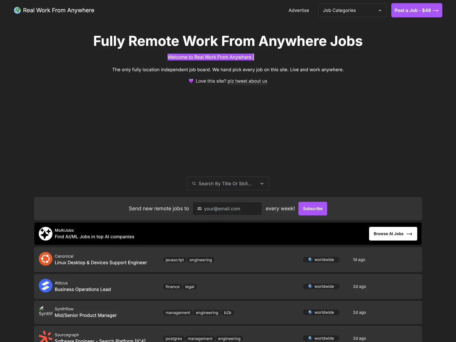 Screenshot of Real Work From Anywhere