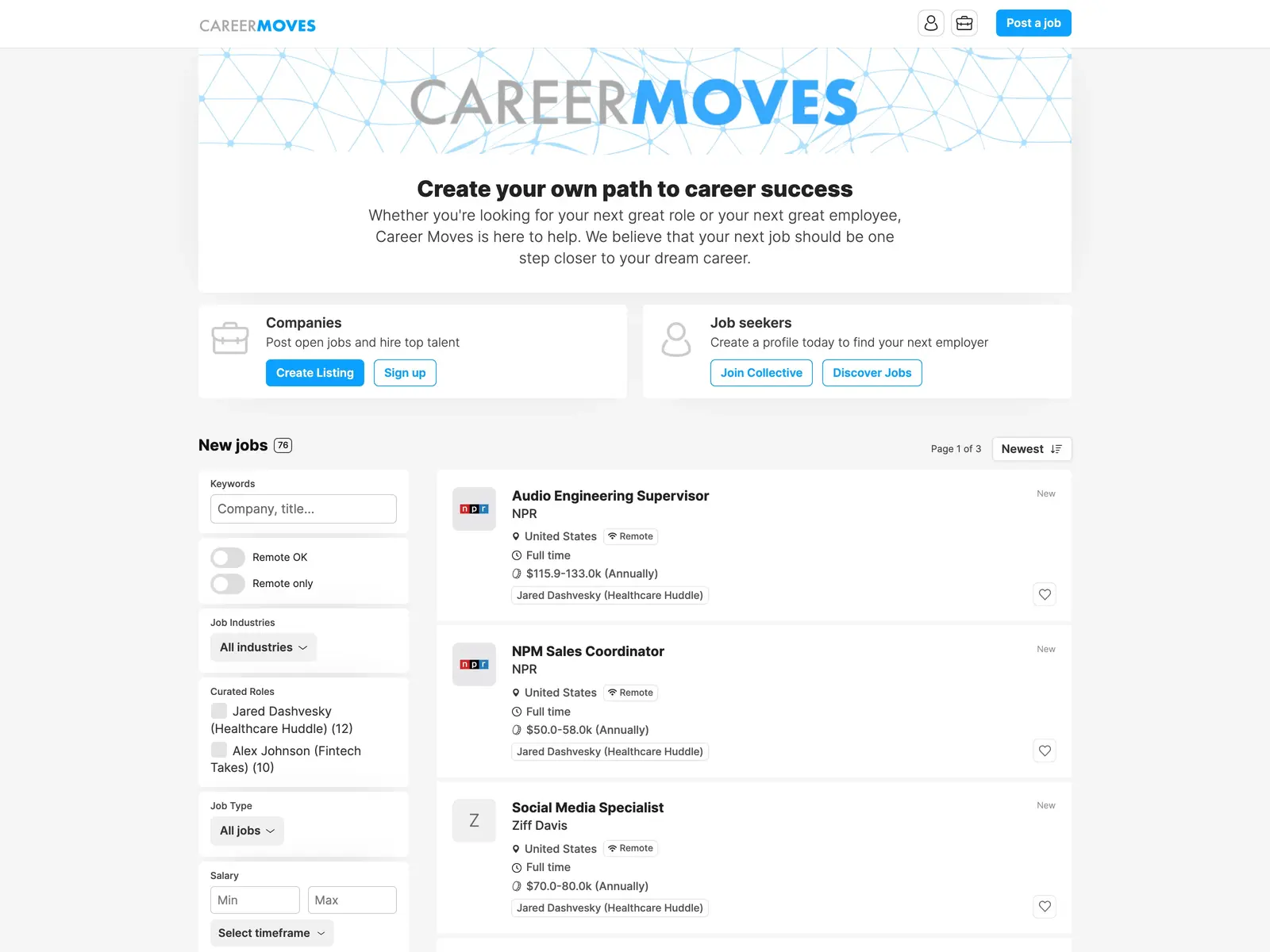 Screenshot of Career Moves