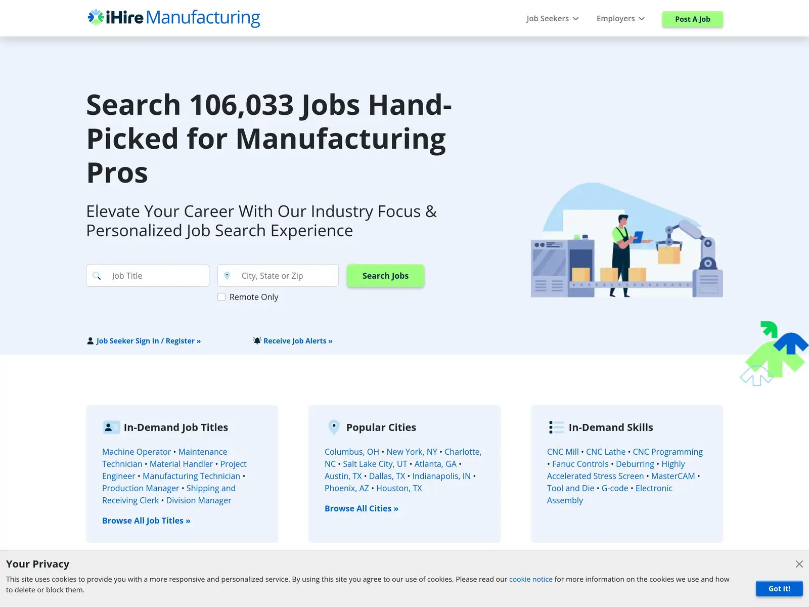 Screenshot of iHireManufacturing
