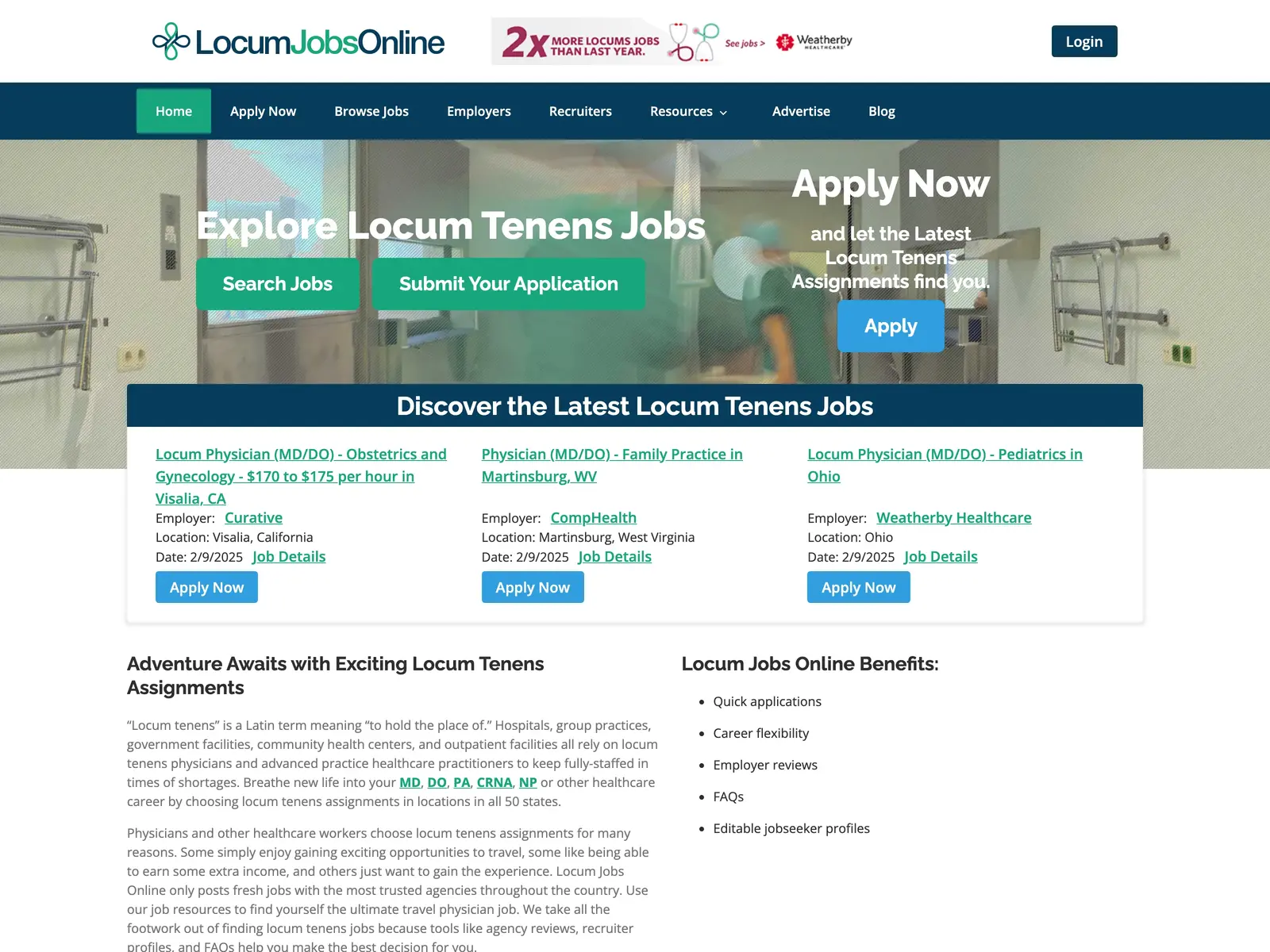 Screenshot of LocumJobsOnline