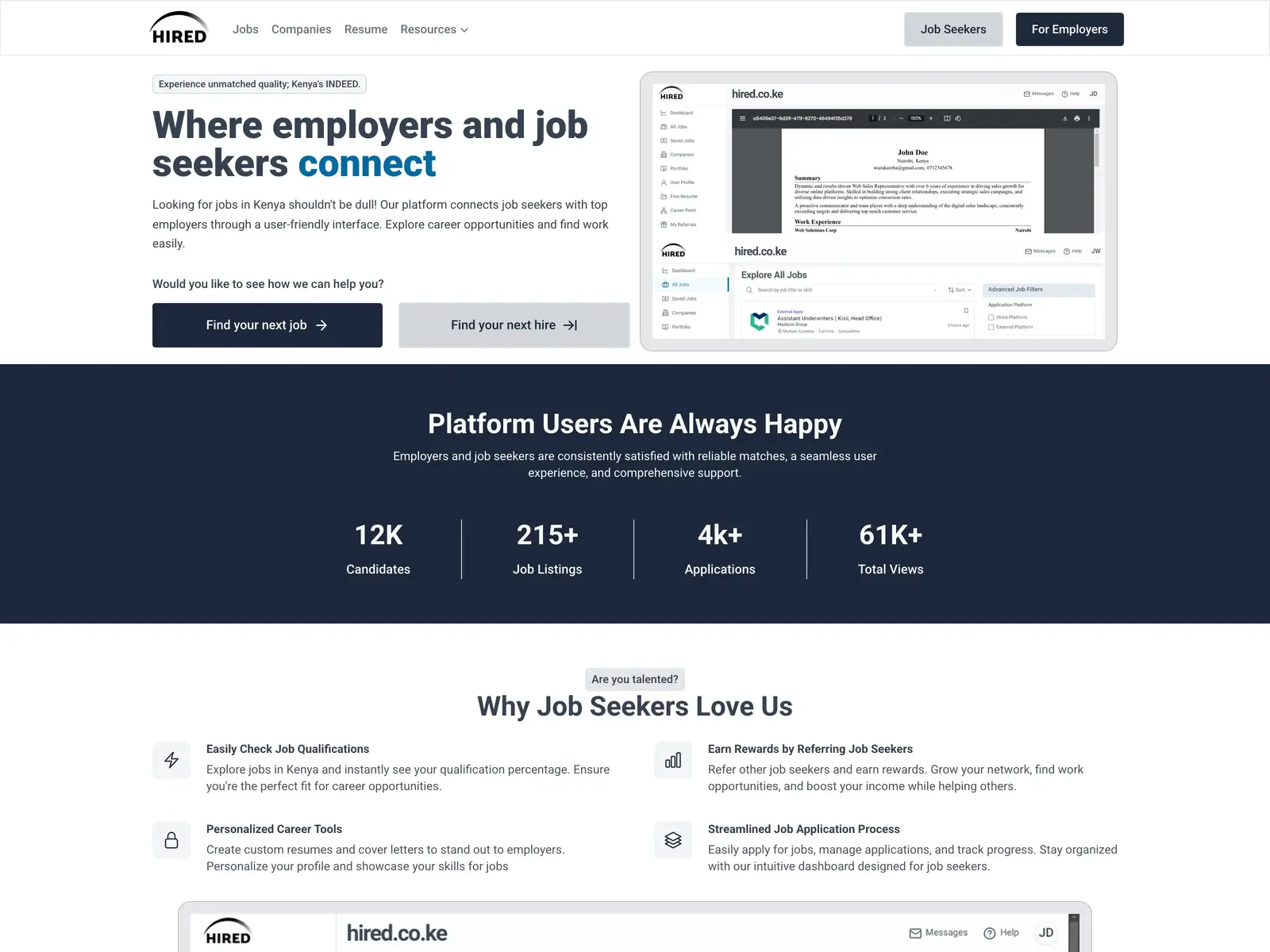 Screenshot of Hired