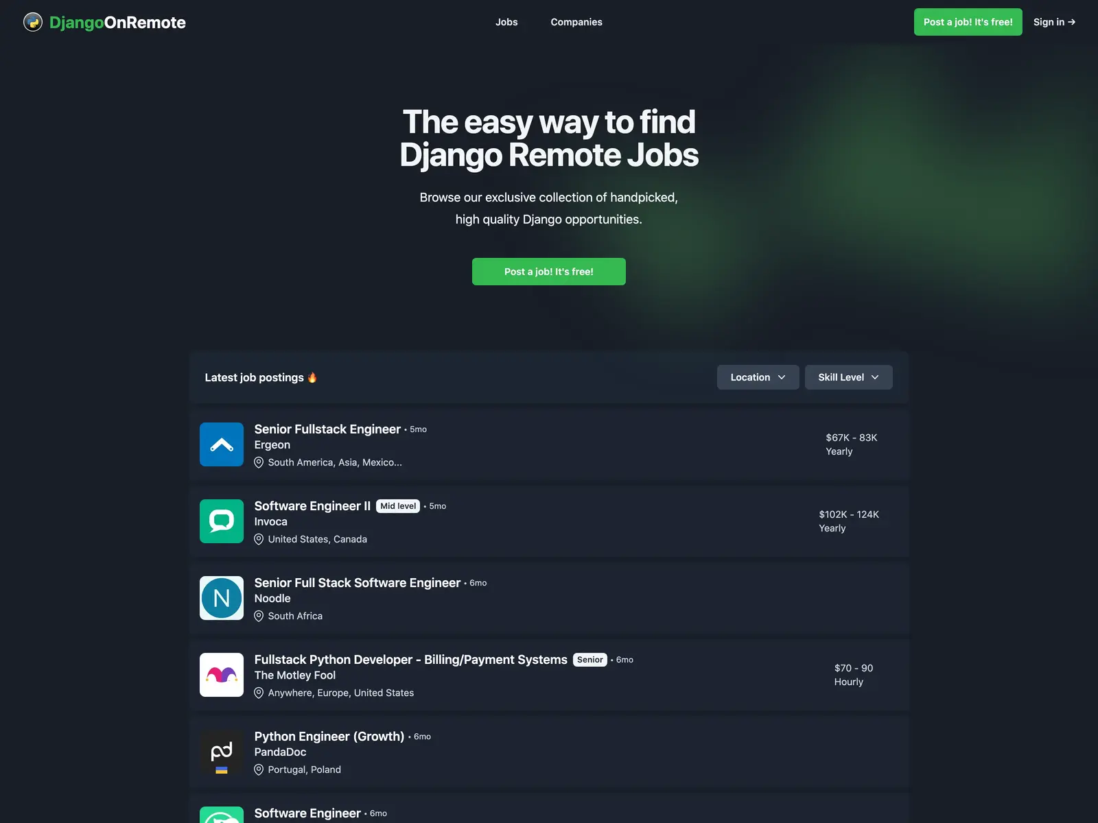 Screenshot of Django On Remote