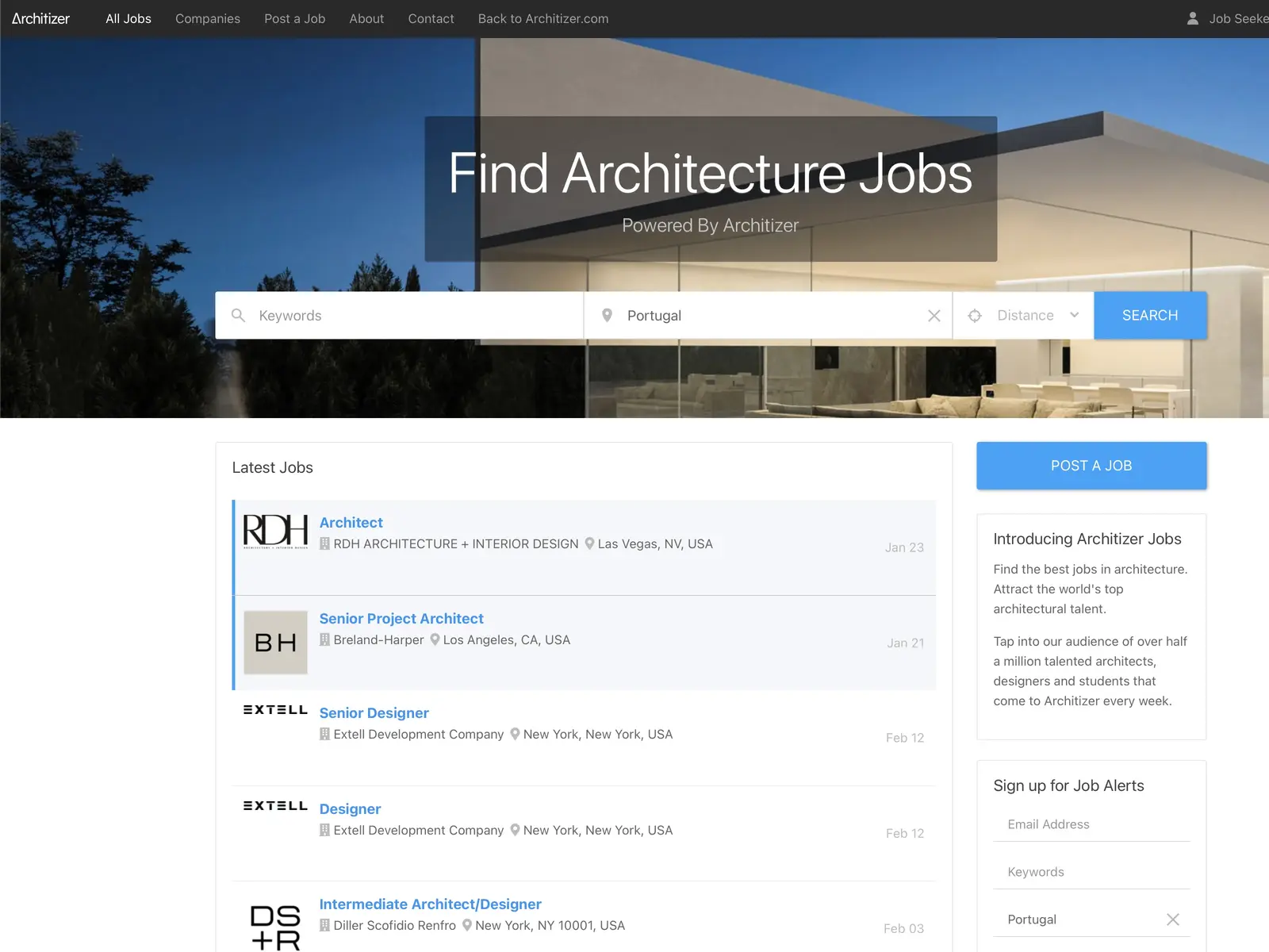 Screenshot of Architizer Jobs