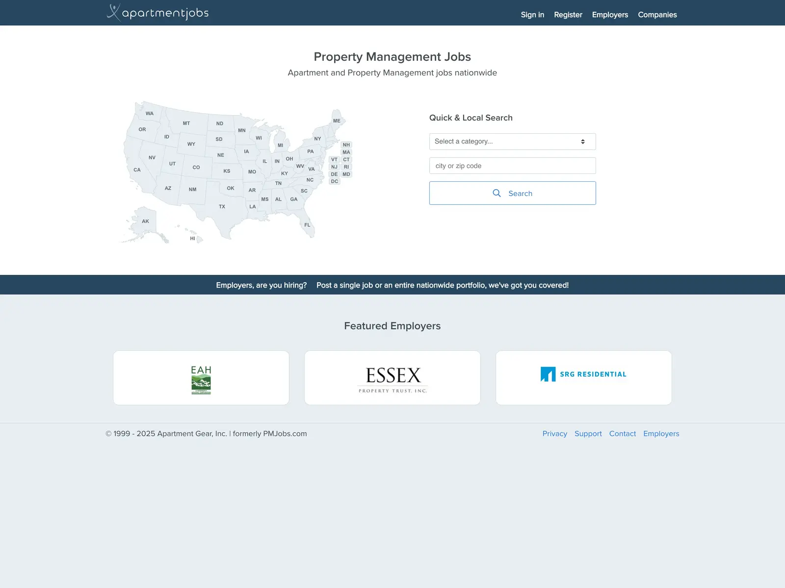 Screenshot of Apartment Jobs and Careers Nationwide