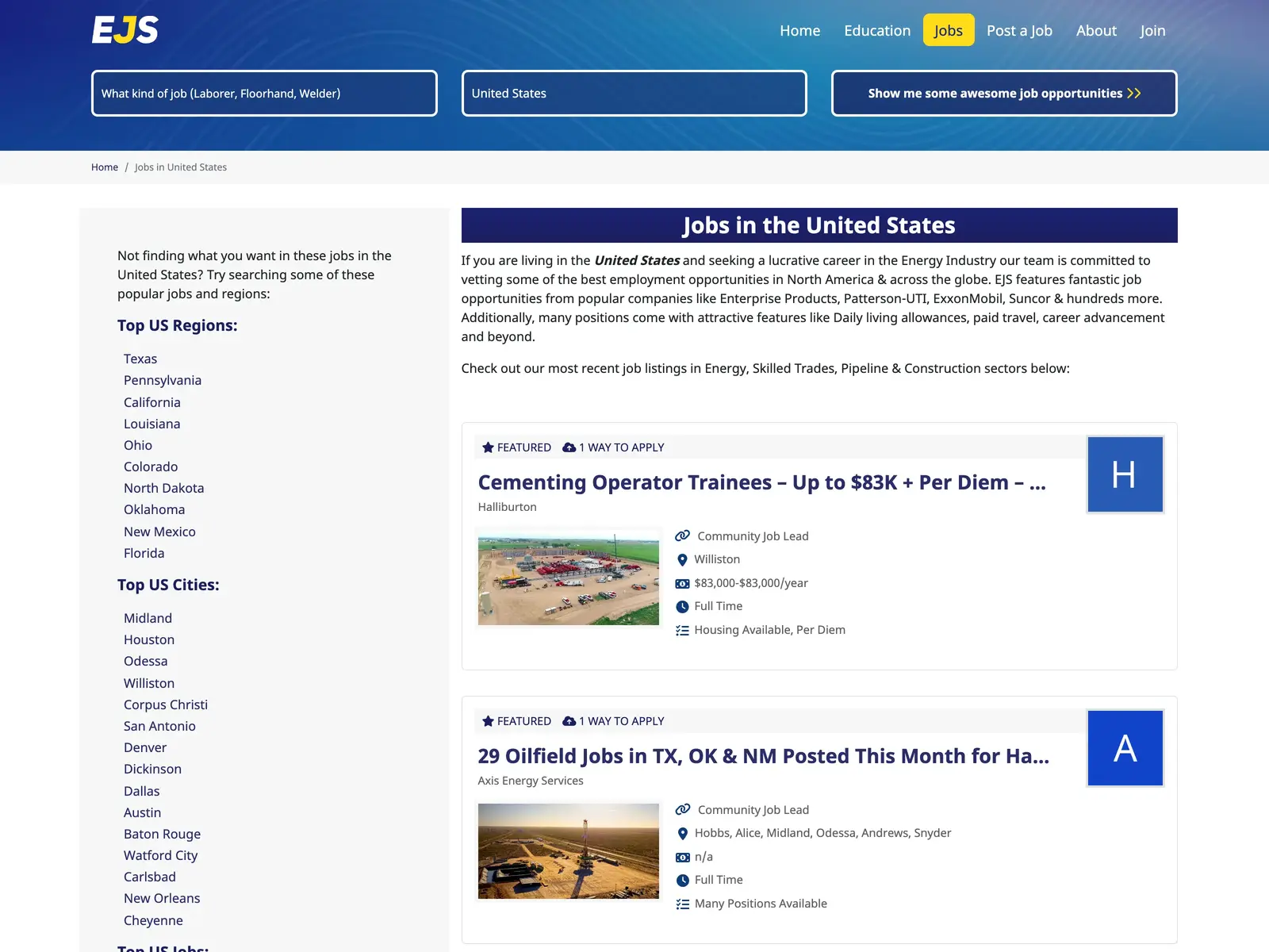 Screenshot of Energy Job Shop