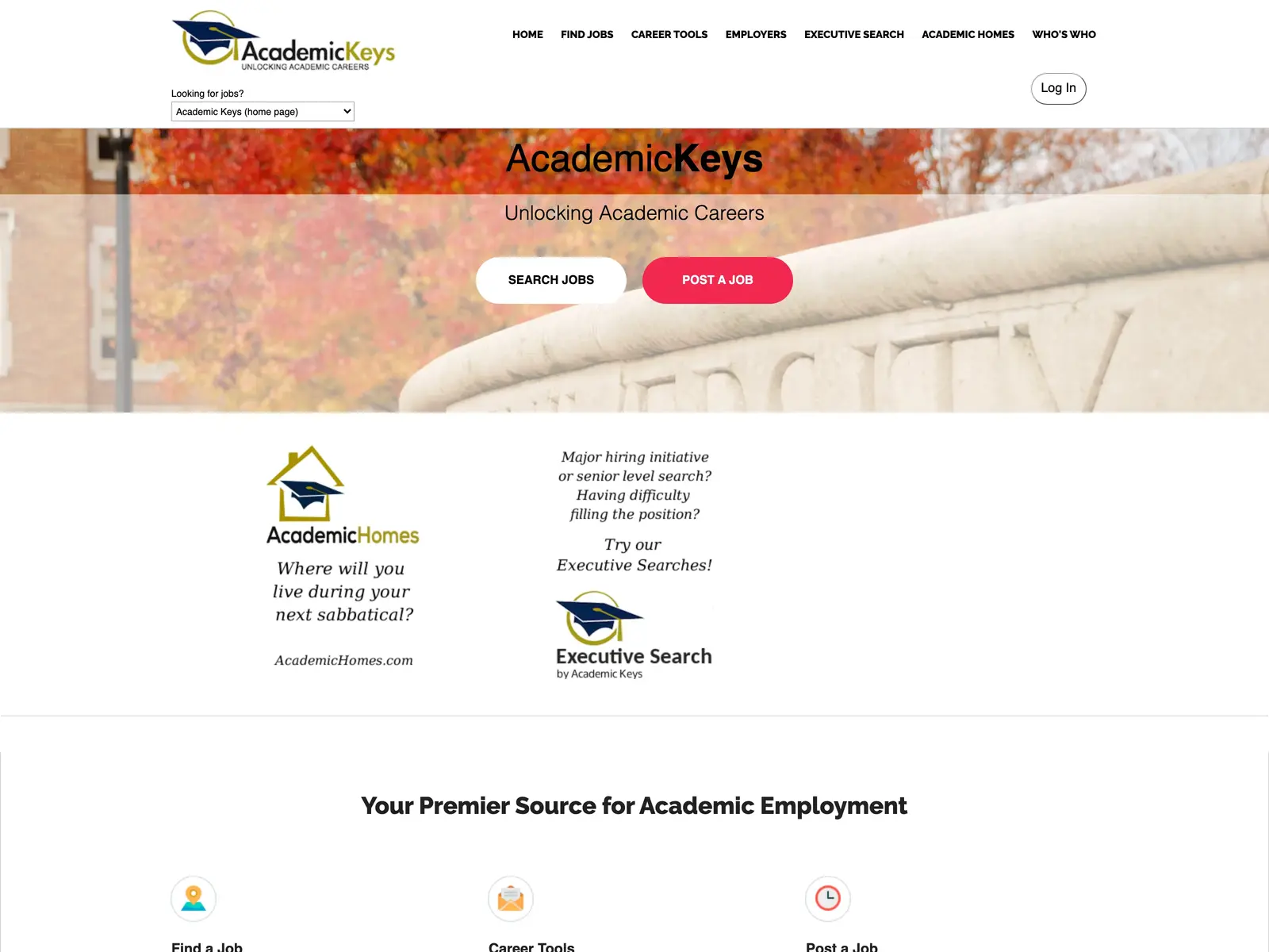 Screenshot of AcademicKeys