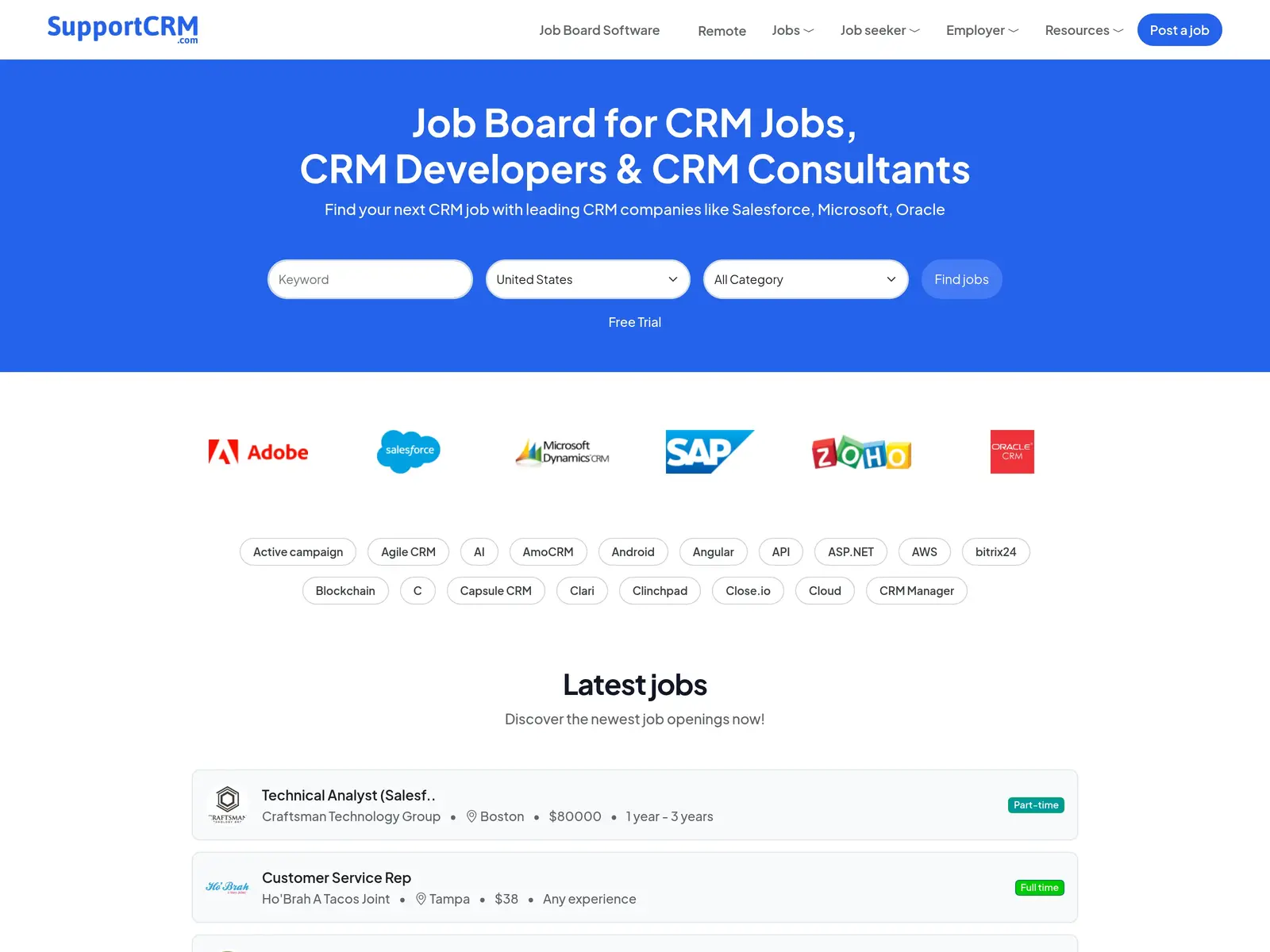 Screenshot of SupportCRM