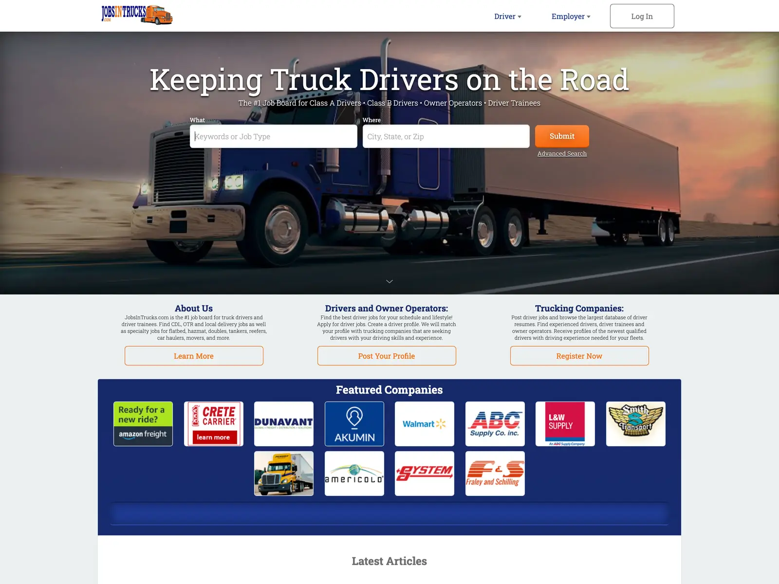 Screenshot of JobsInTrucks.com