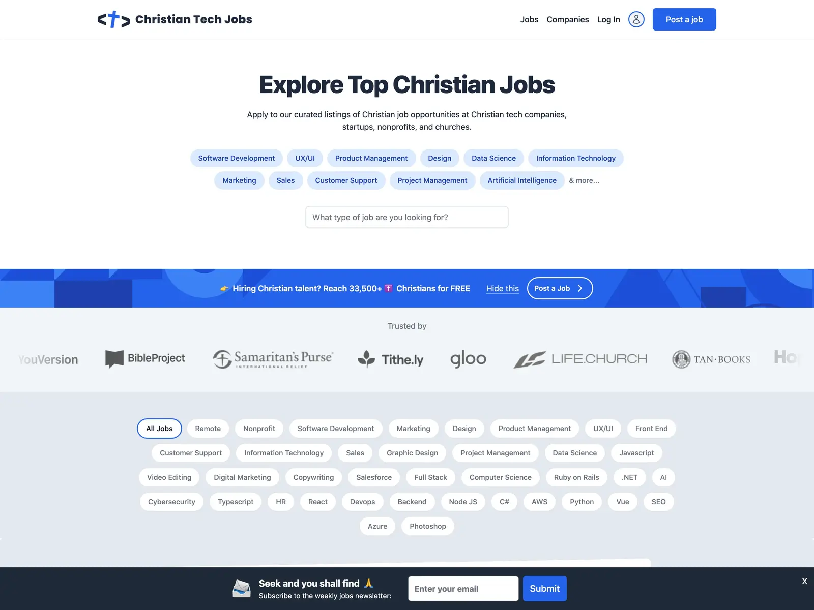 Screenshot of Christian Tech Jobs