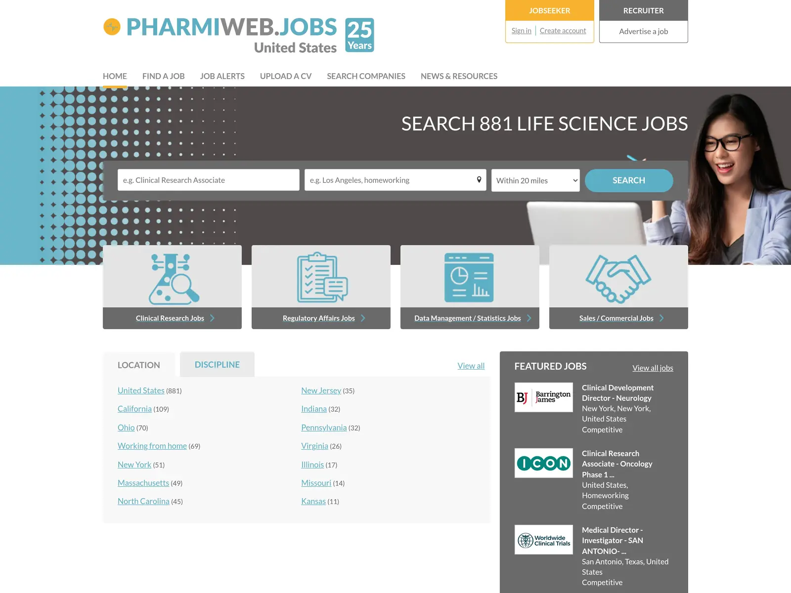 Screenshot of PharmiWeb.jobs