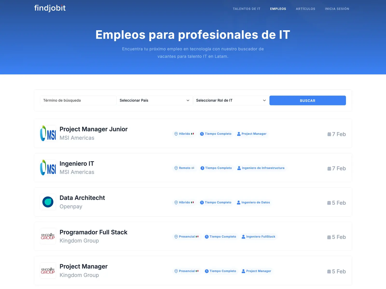 Screenshot of FindJobIT