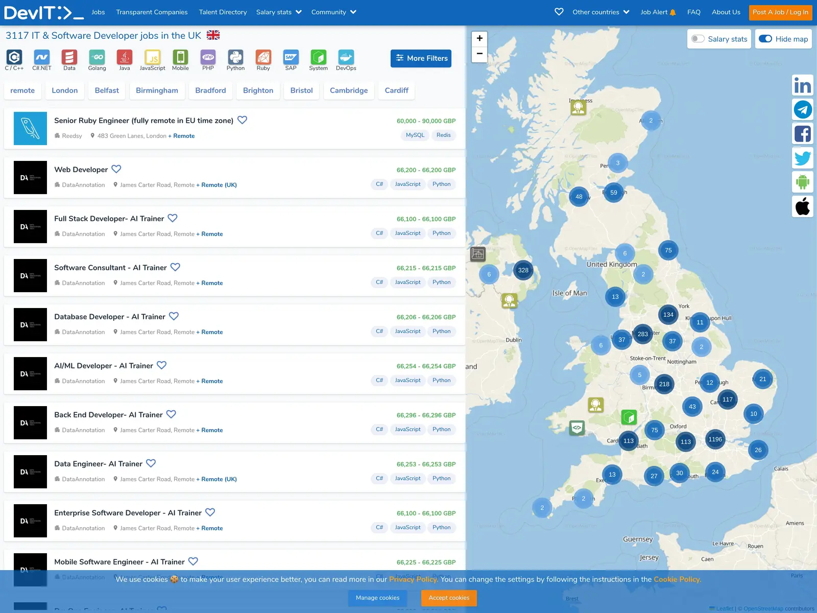 Screenshot of DevITJobs