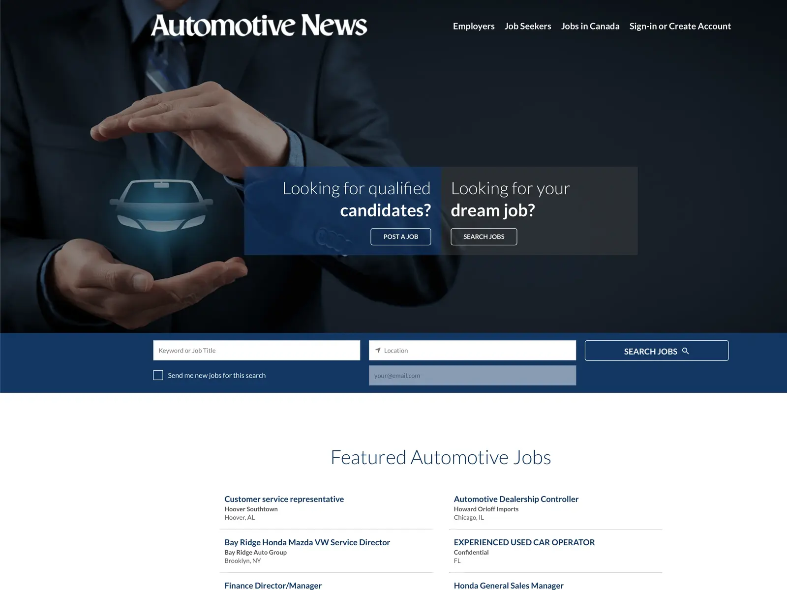 Screenshot of Automotive News Jobs Board
