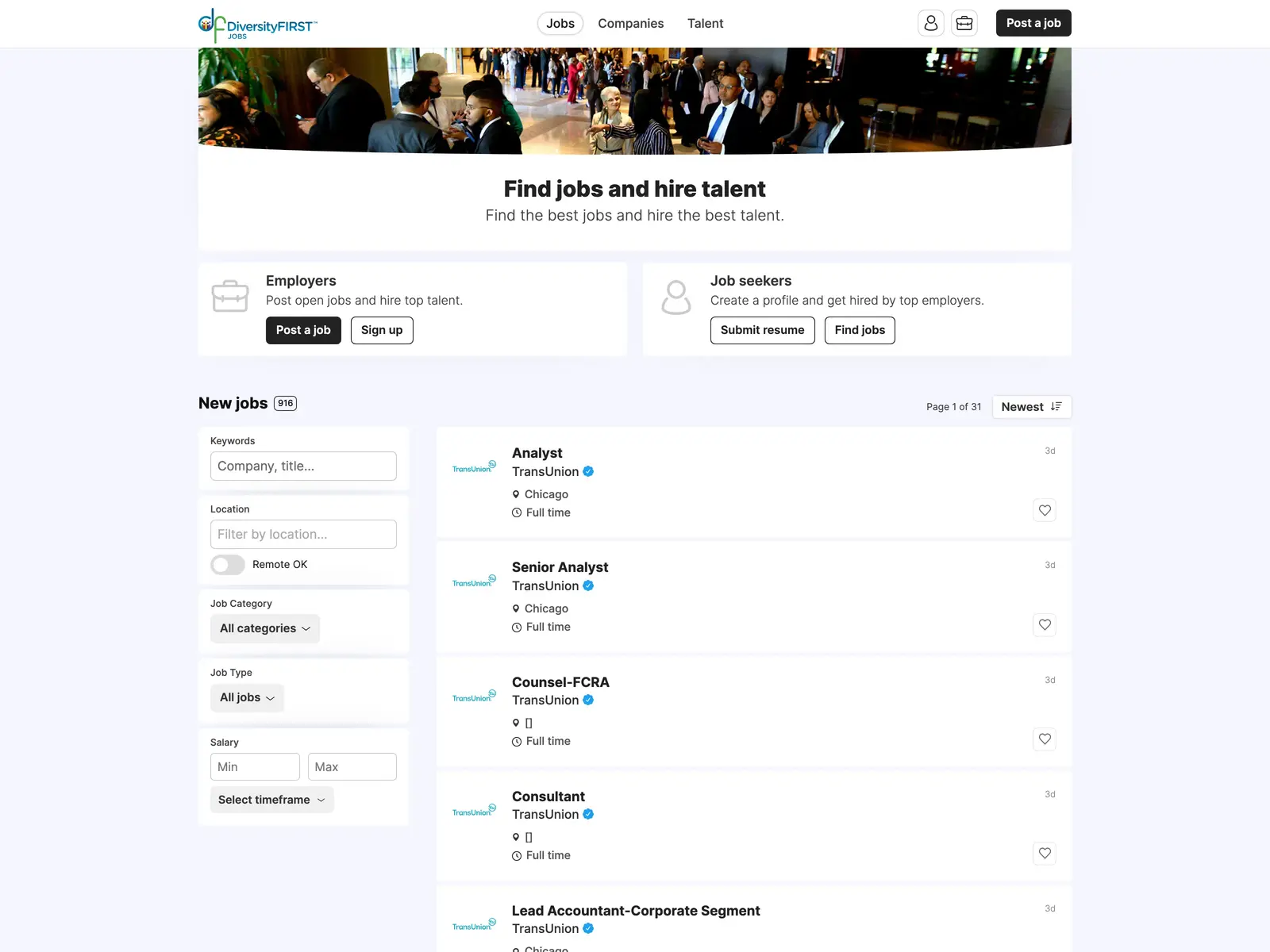 Screenshot of DiversityFIRST Jobs