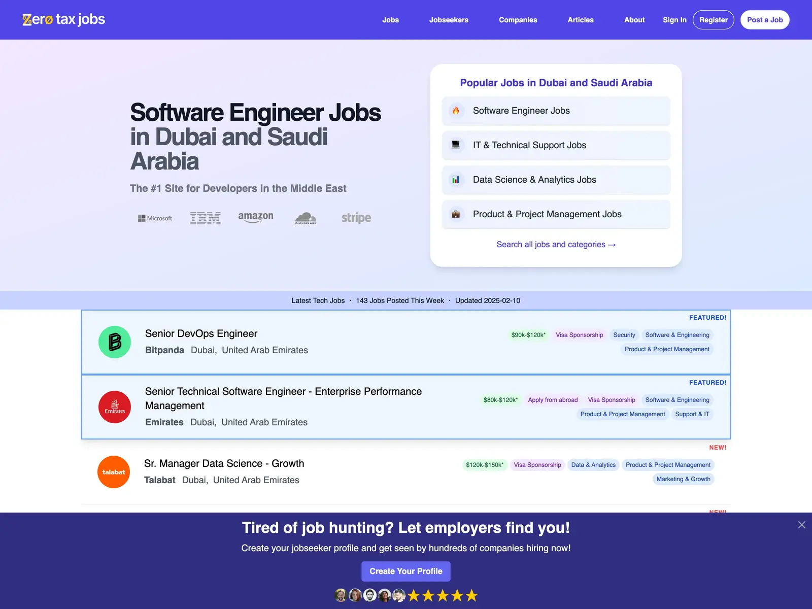 Screenshot of Zero Tax Jobs