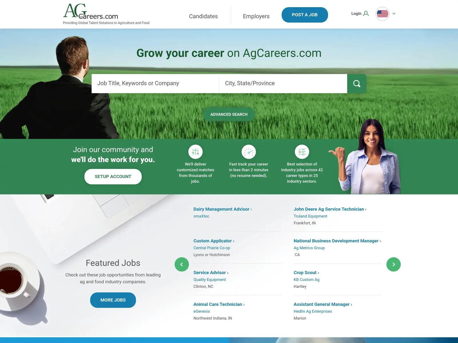 Screenshot of AgCareers.com