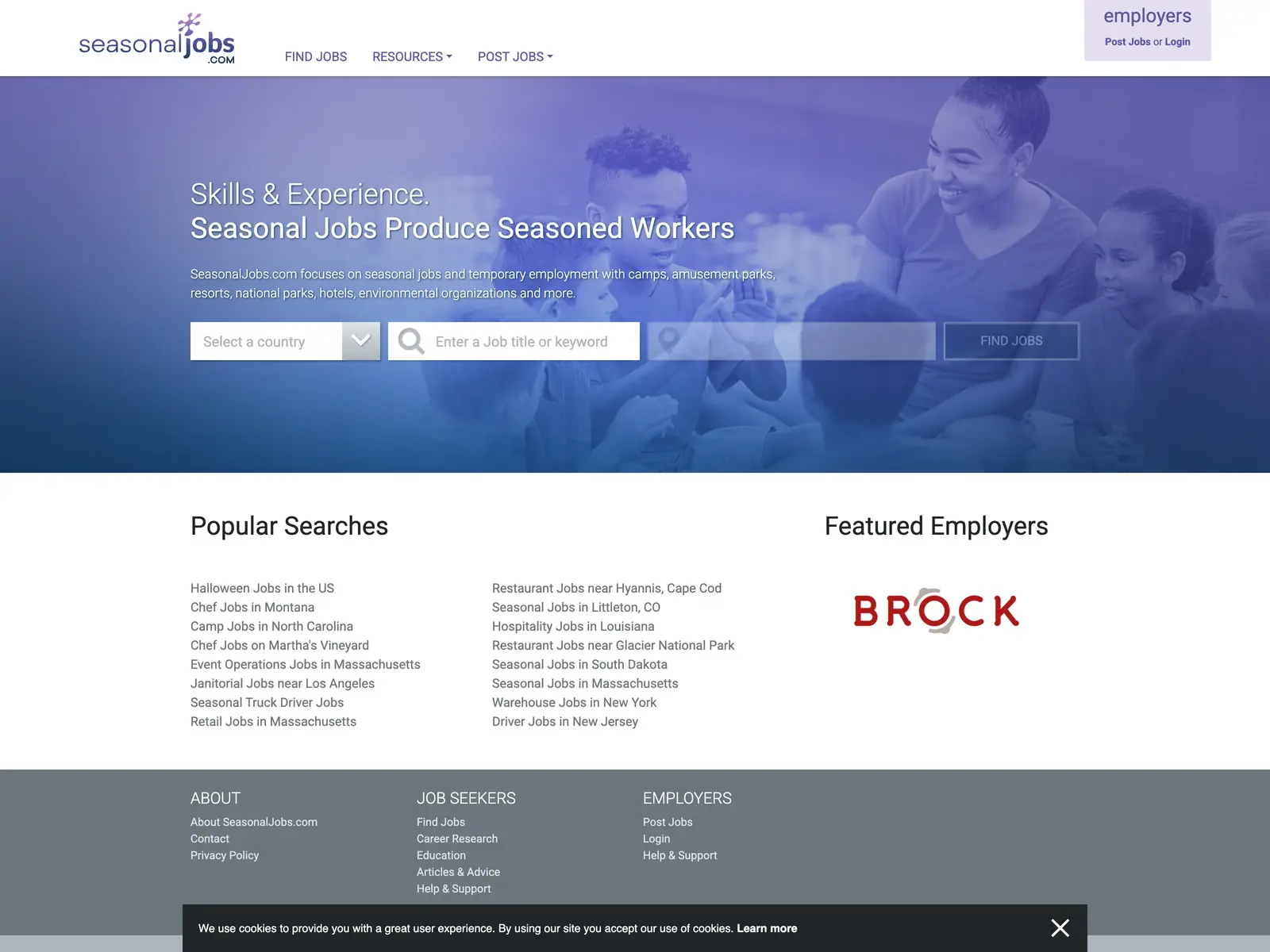 Screenshot of SeasonalJobs.com