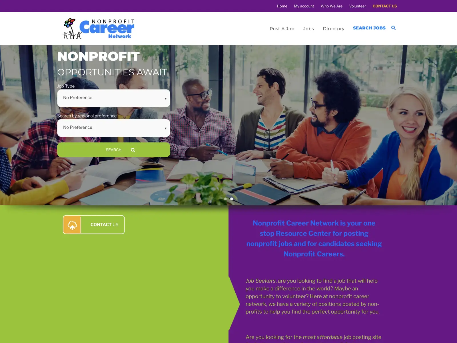 Screenshot of Nonprofit Career Network