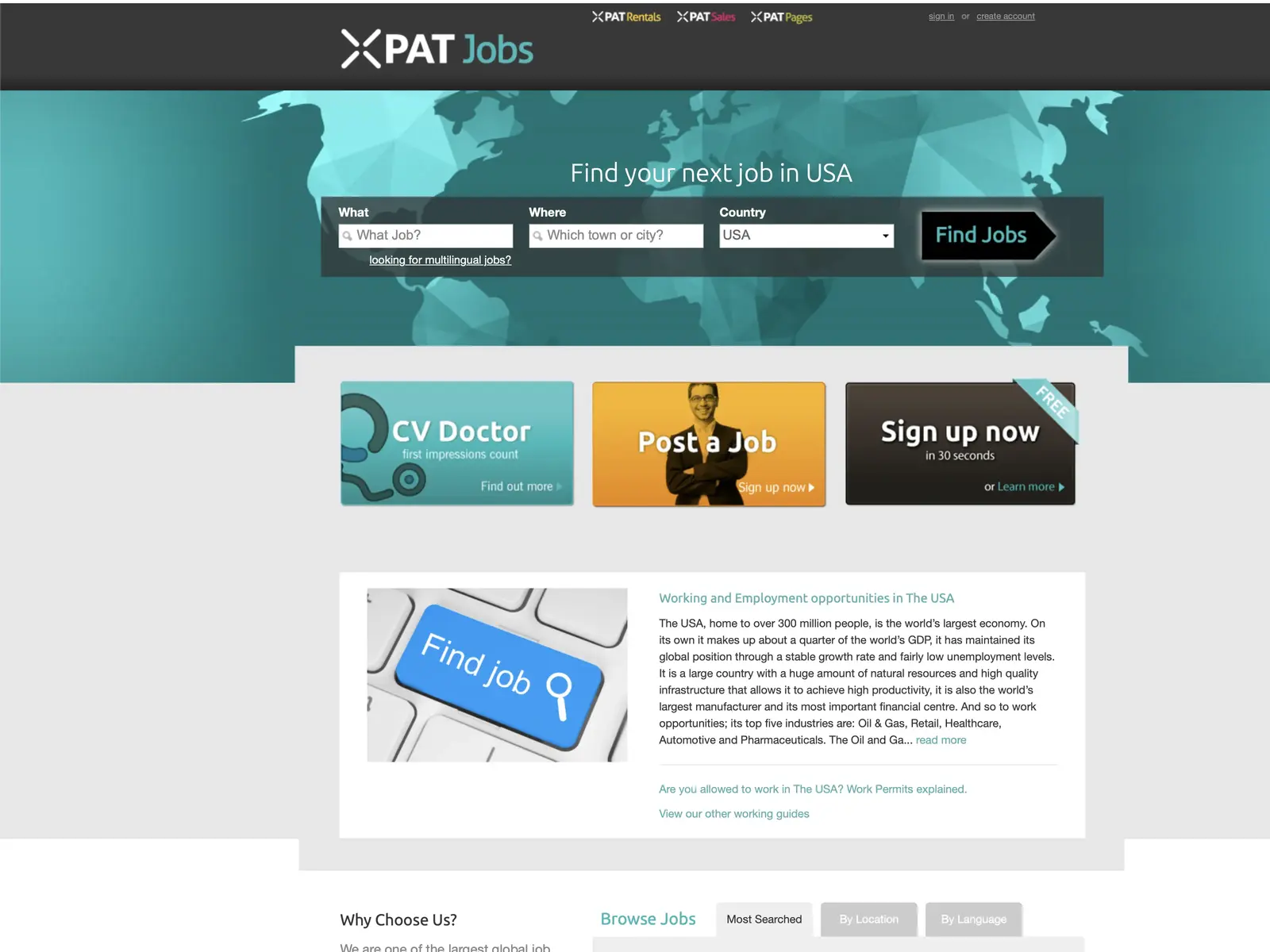 Screenshot of Xpat Jobs