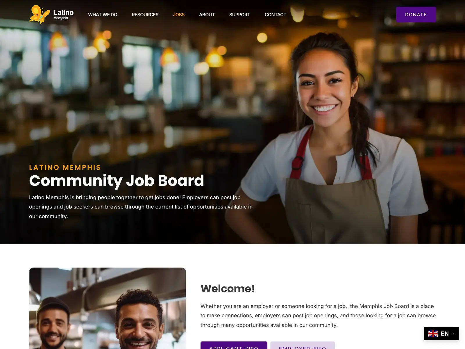 Screenshot of Latino Memphis Job Board