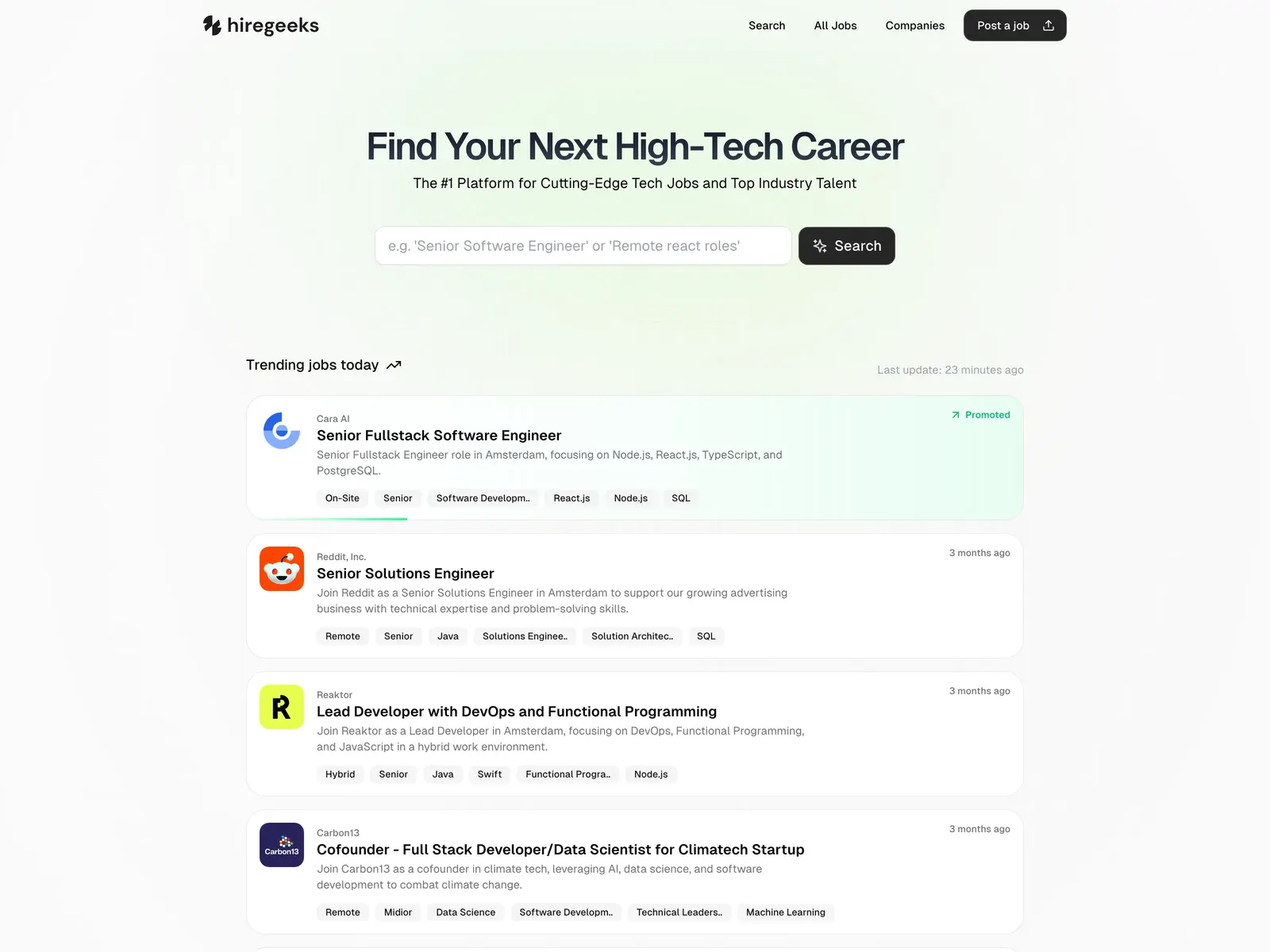 Screenshot of Hiregeeks