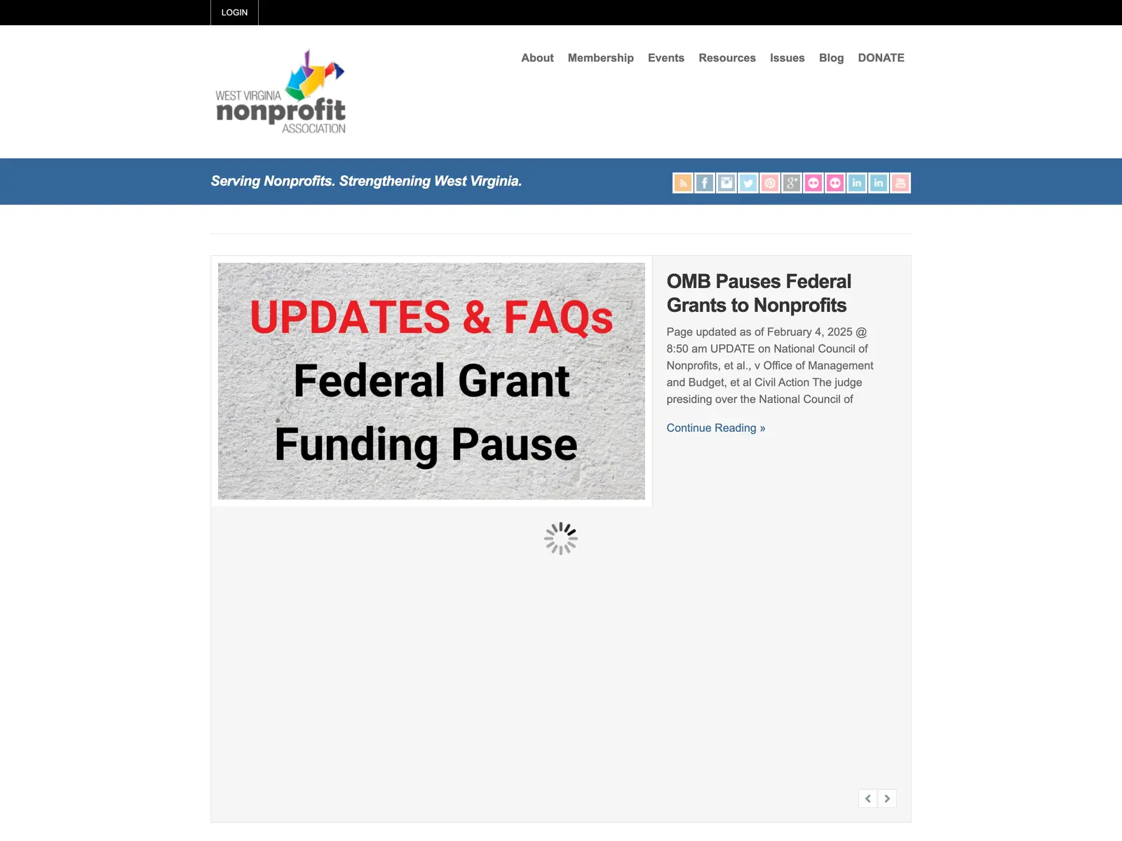 Screenshot of West Virginia Nonprofit Association