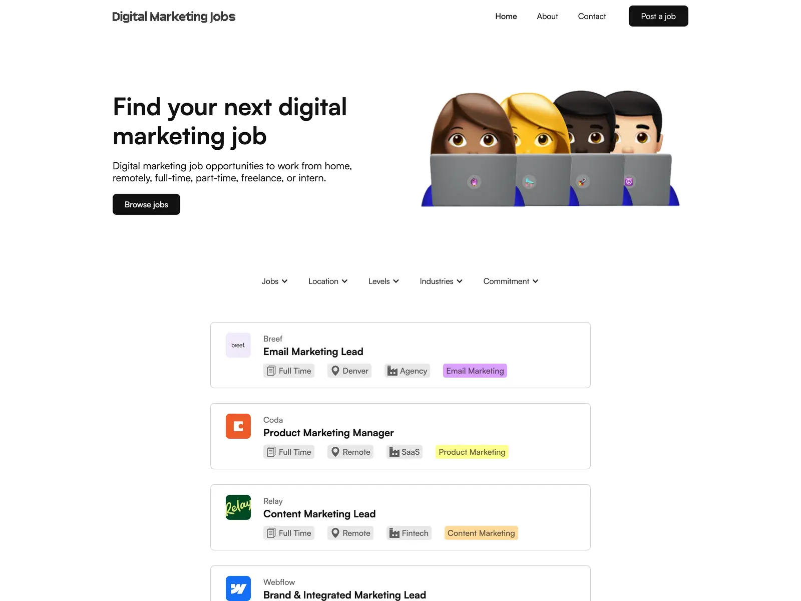 Screenshot of Digital Marketing Jobs
