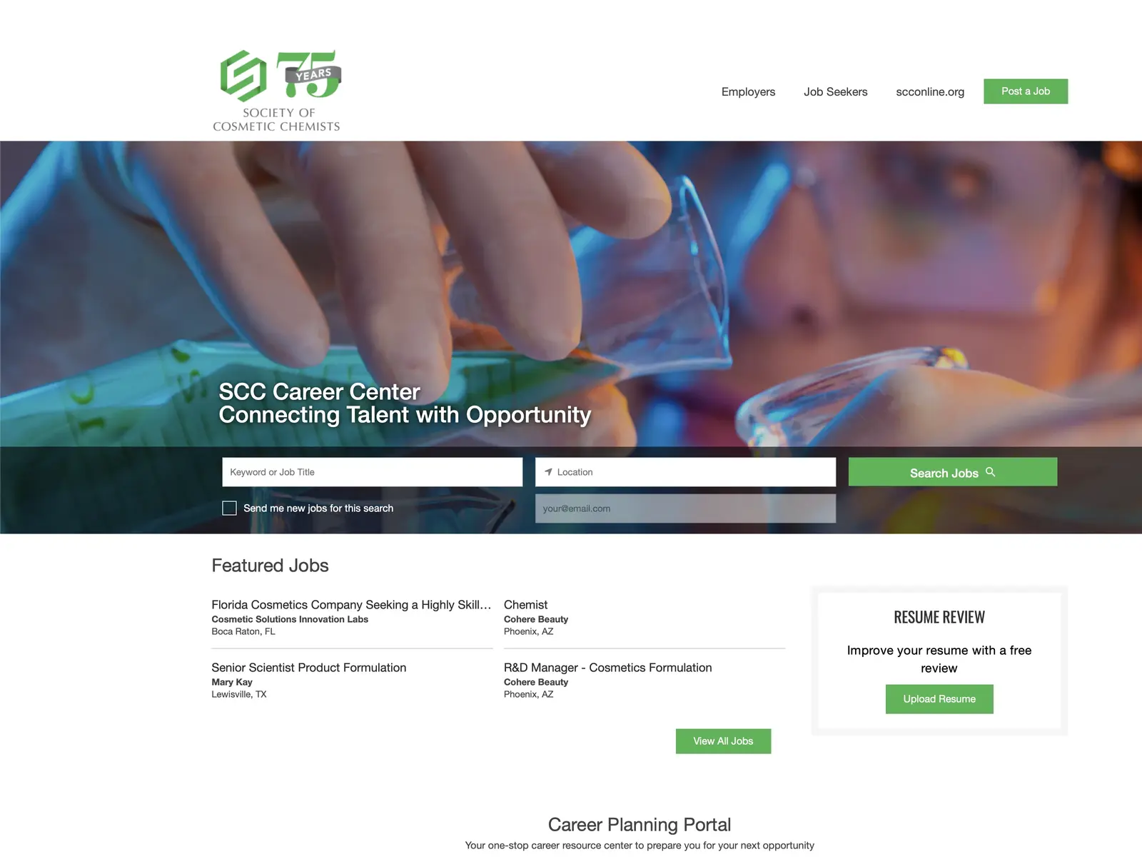Screenshot of SCC Career Center