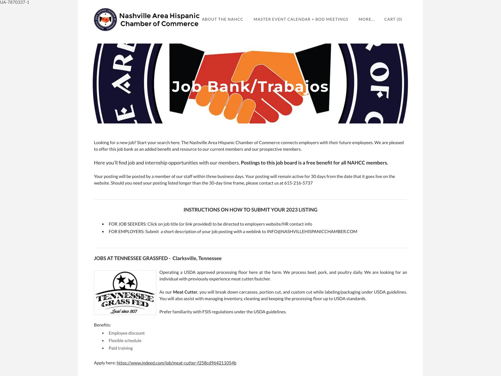 Screenshot of NAHCC Job Bank