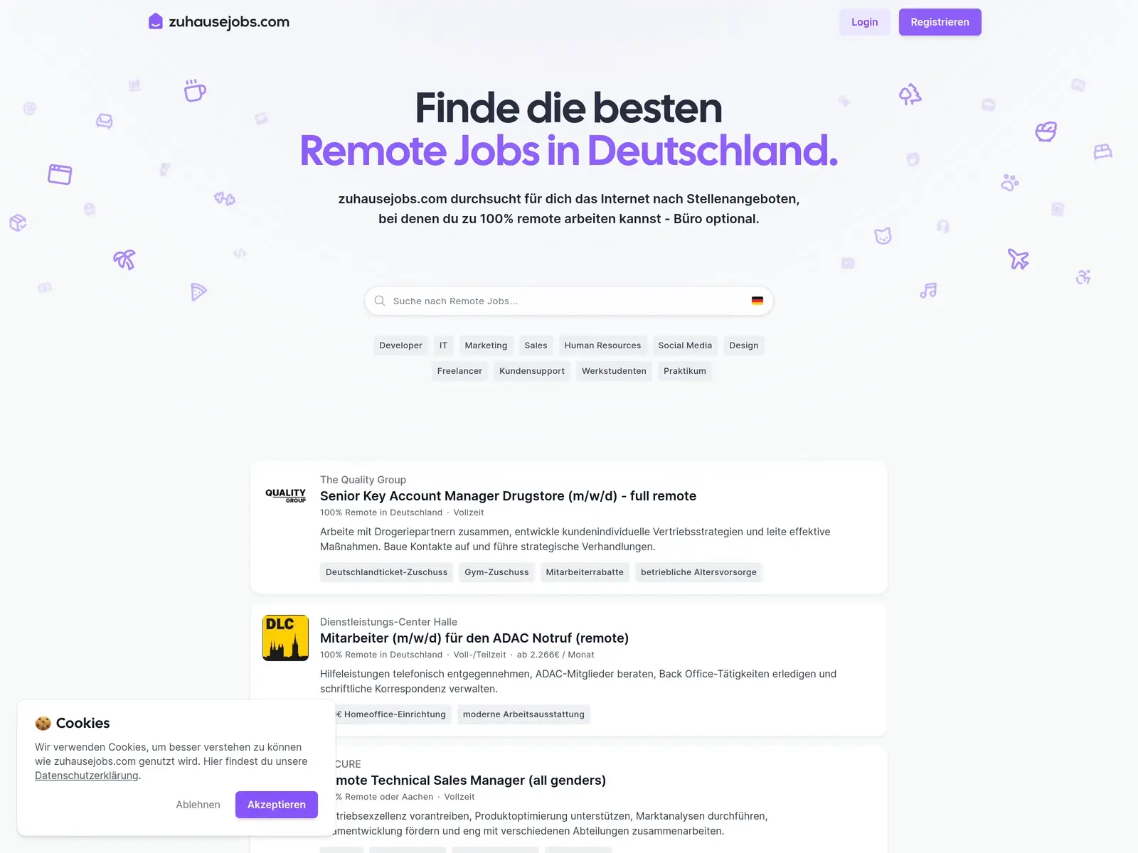 Screenshot of zuhausejobs.com
