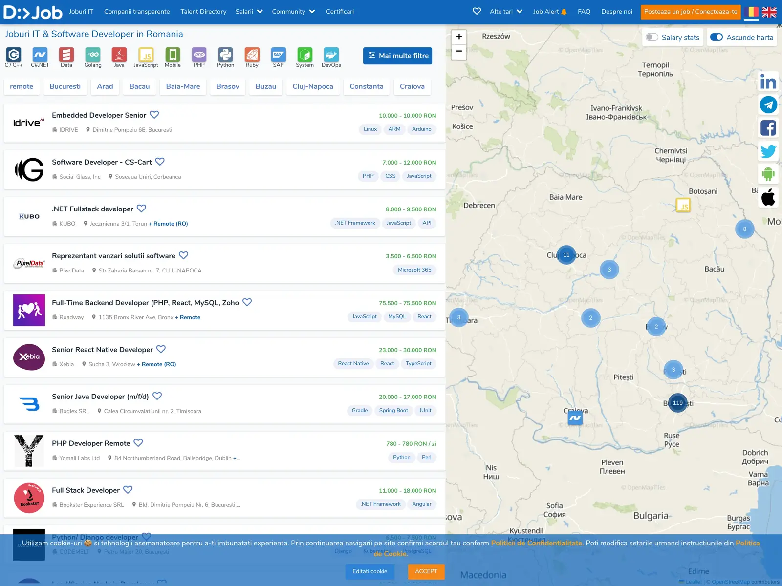 Screenshot of DevJobRomania