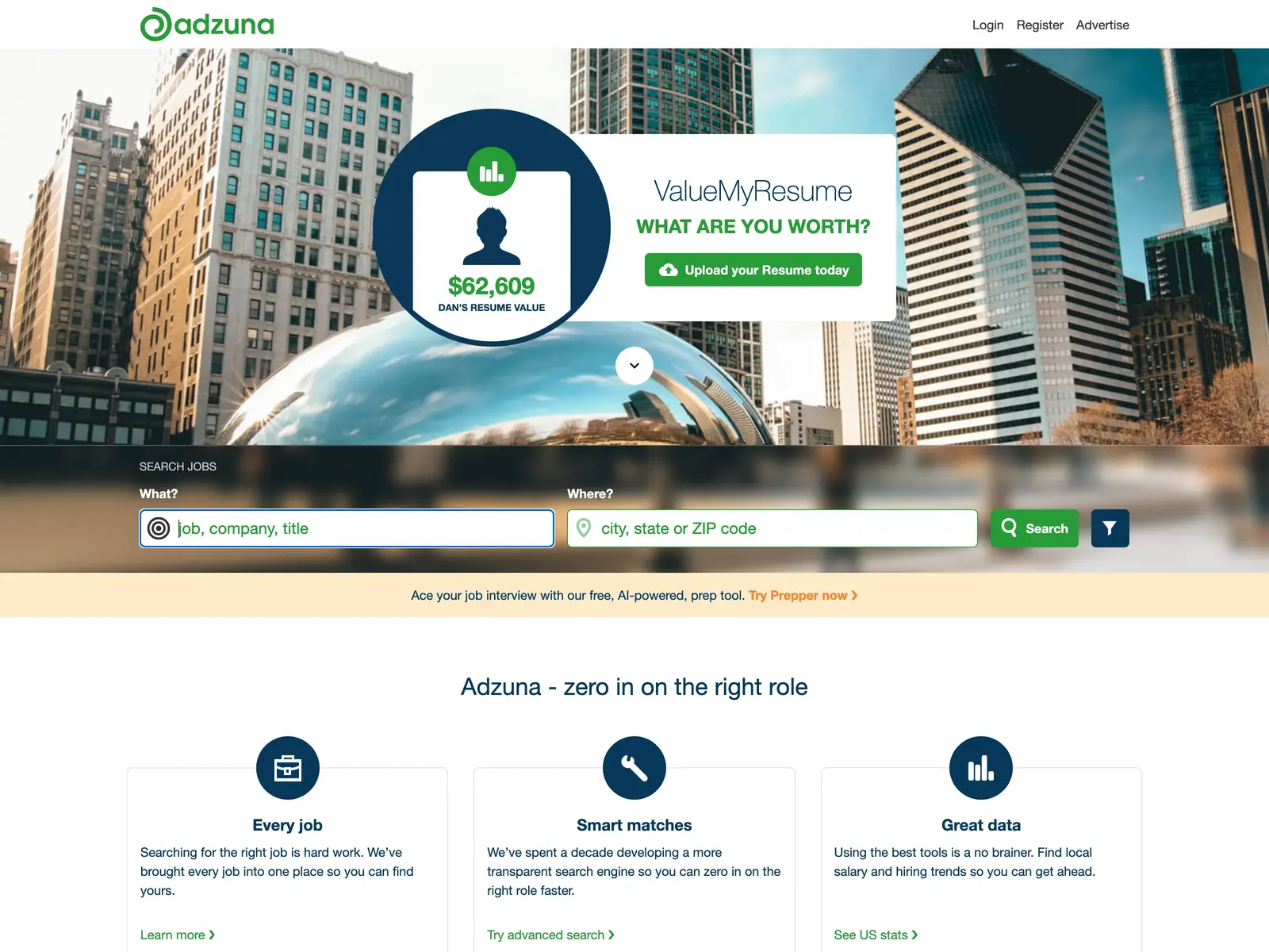 Screenshot of Adzuna
