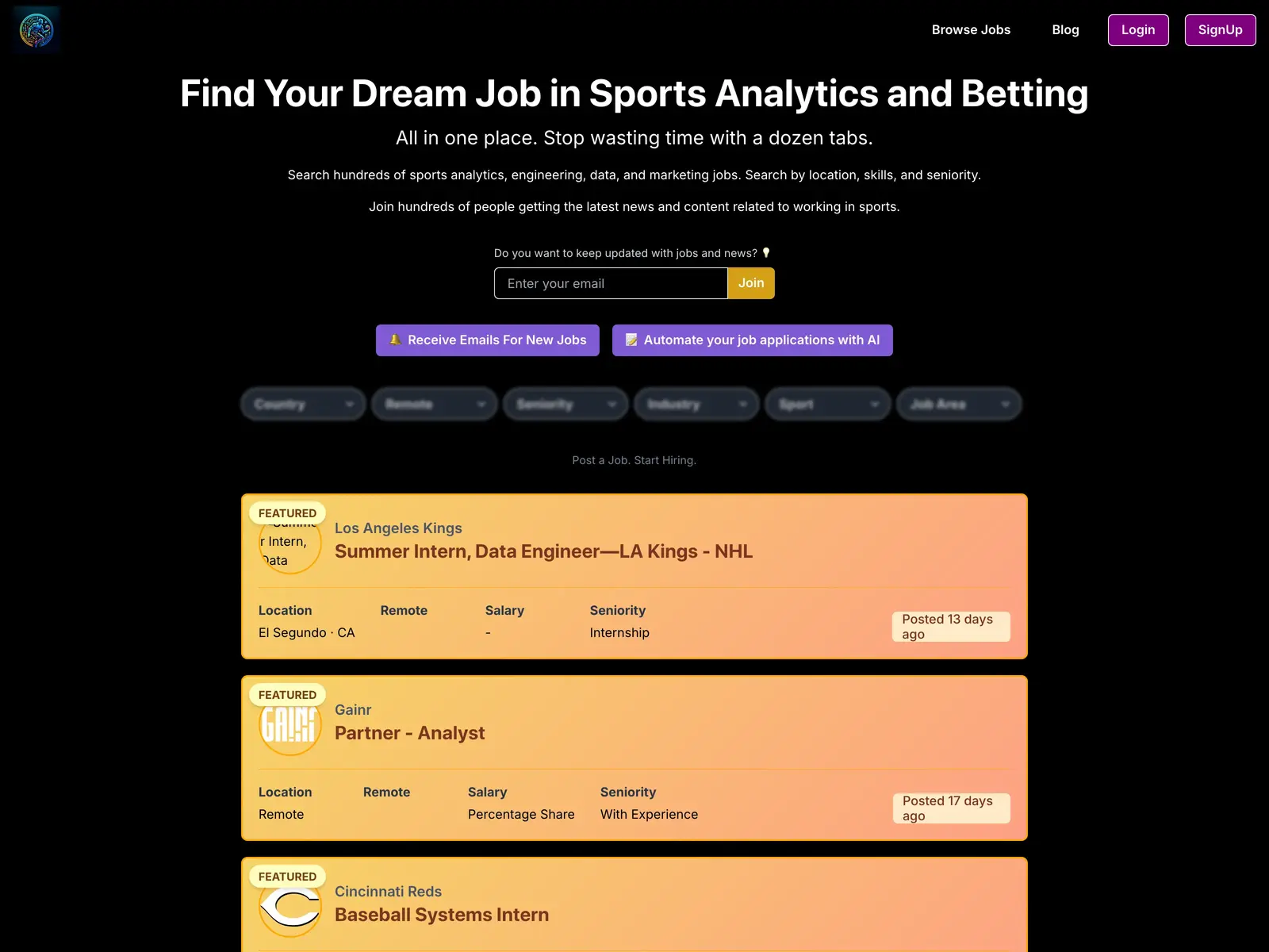 Screenshot of SportsJobs.Online