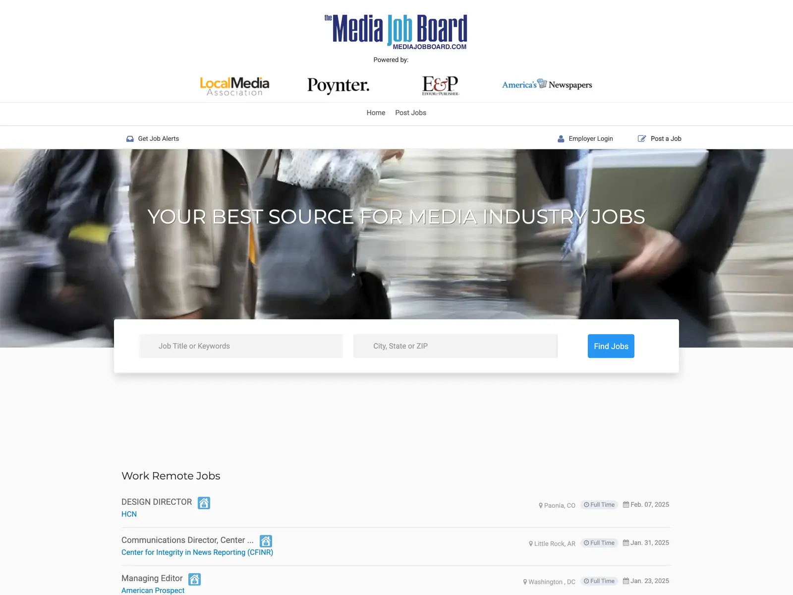 Screenshot of Media Job Board