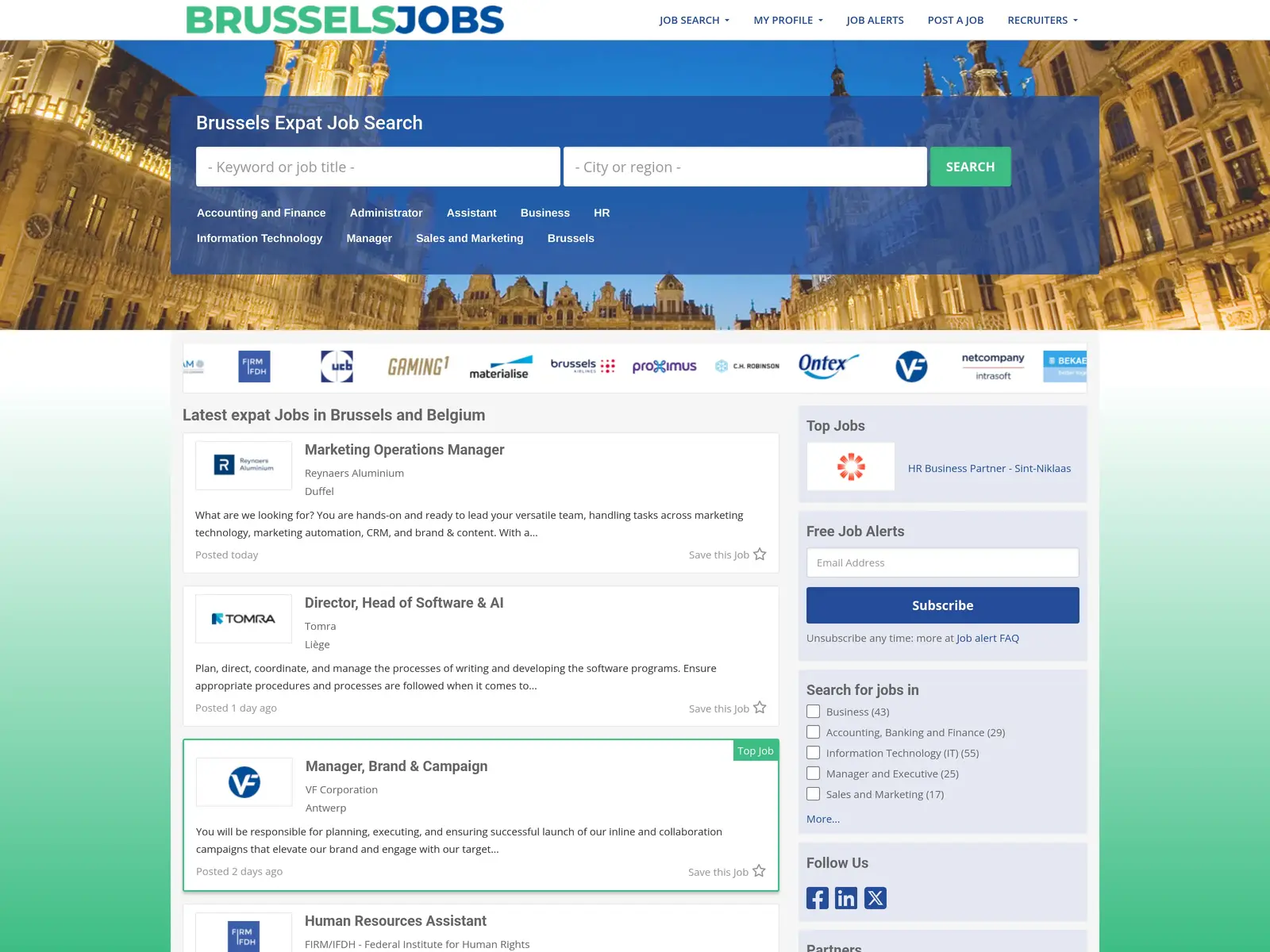 Screenshot of BrusselsJobs