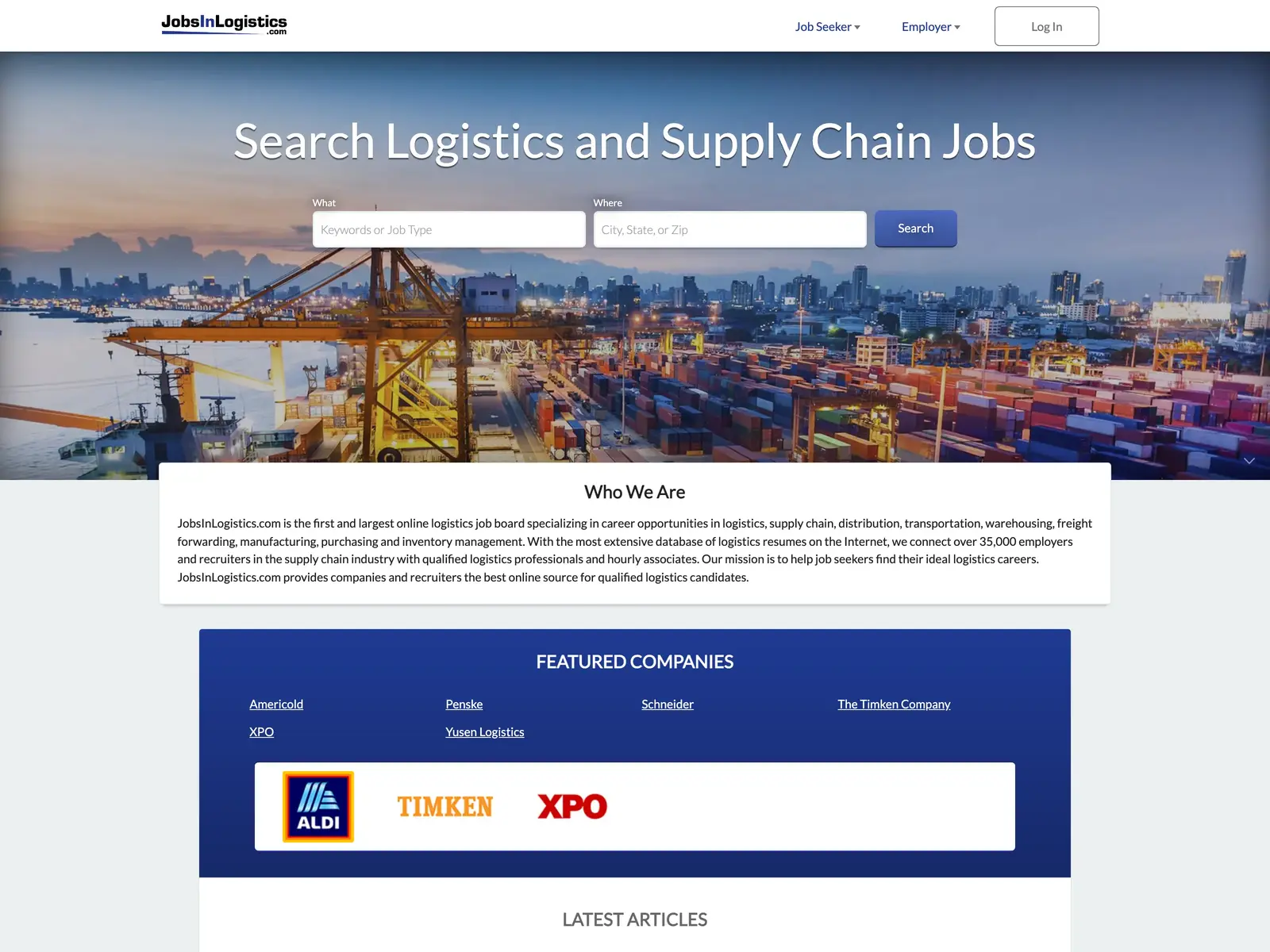 Screenshot of JobsInLogistics.com