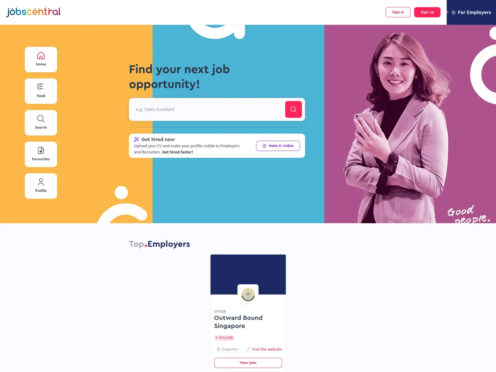 Screenshot of JobsCentral