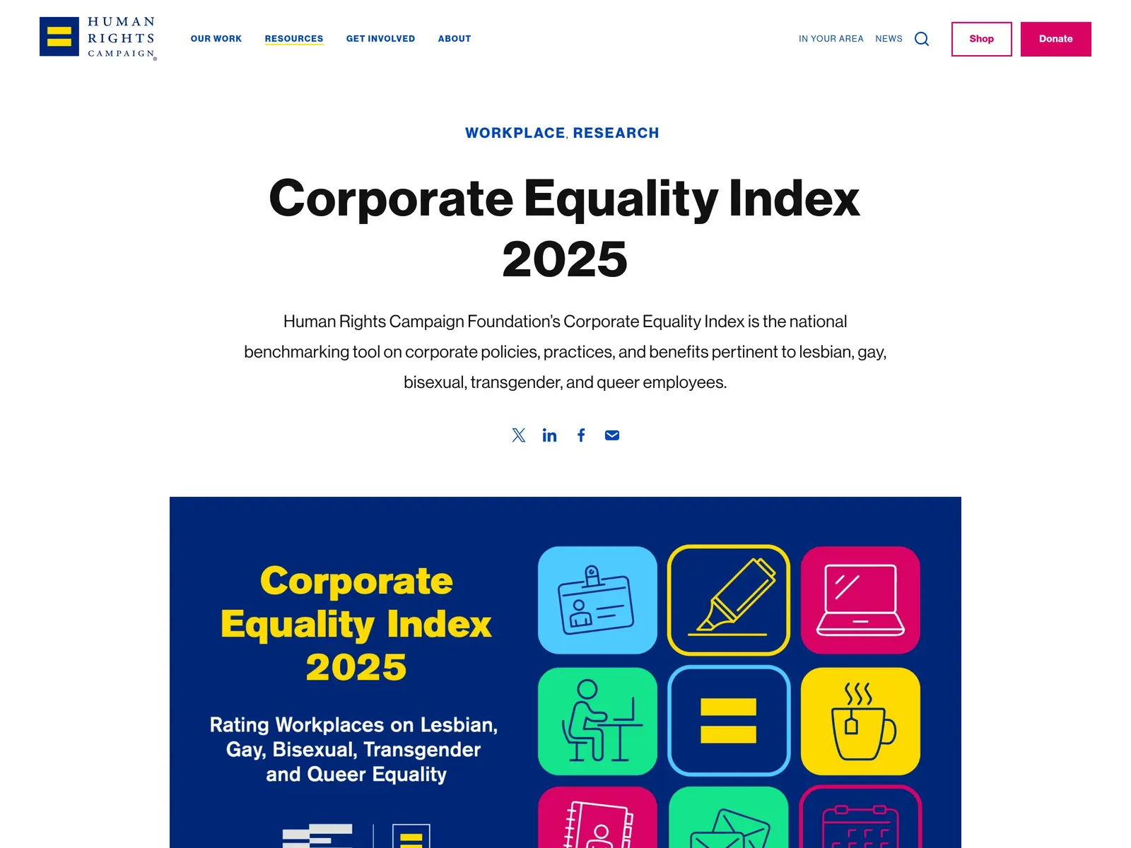 Screenshot of Corporate Equality Index