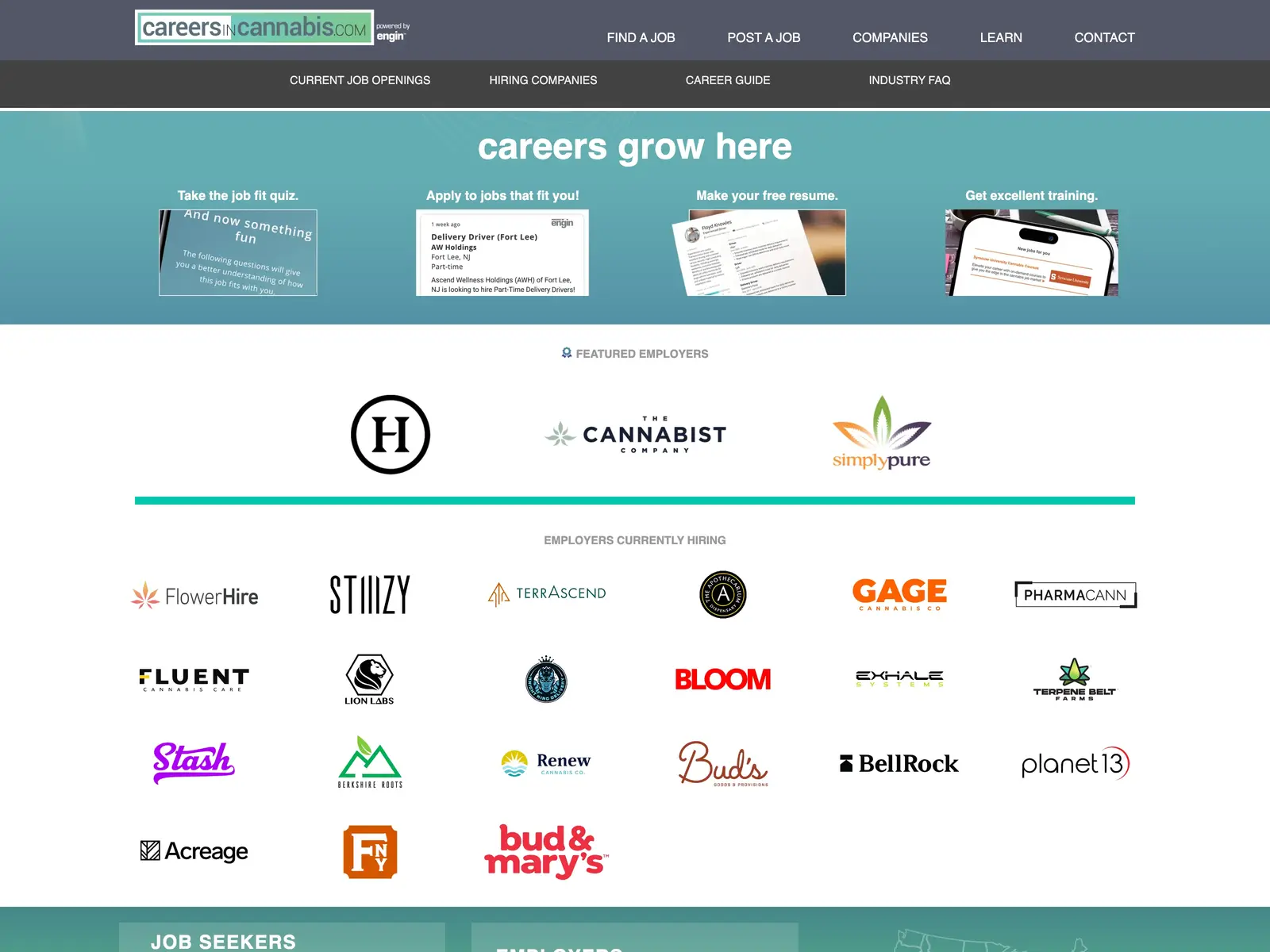Screenshot of Careers in Cannabis