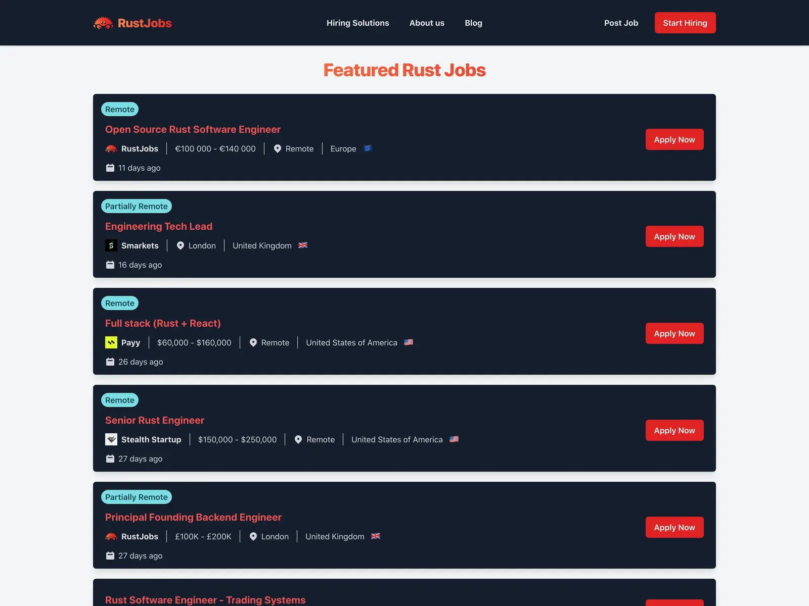 Screenshot of Rust Jobs