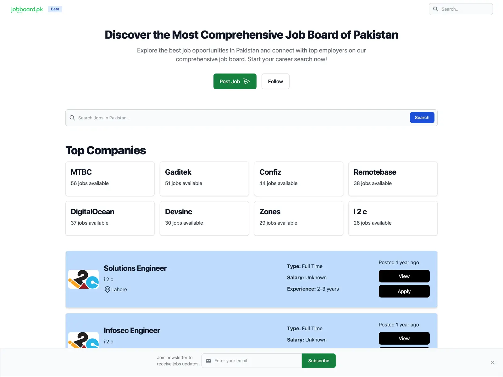 Screenshot of jobboard.pk