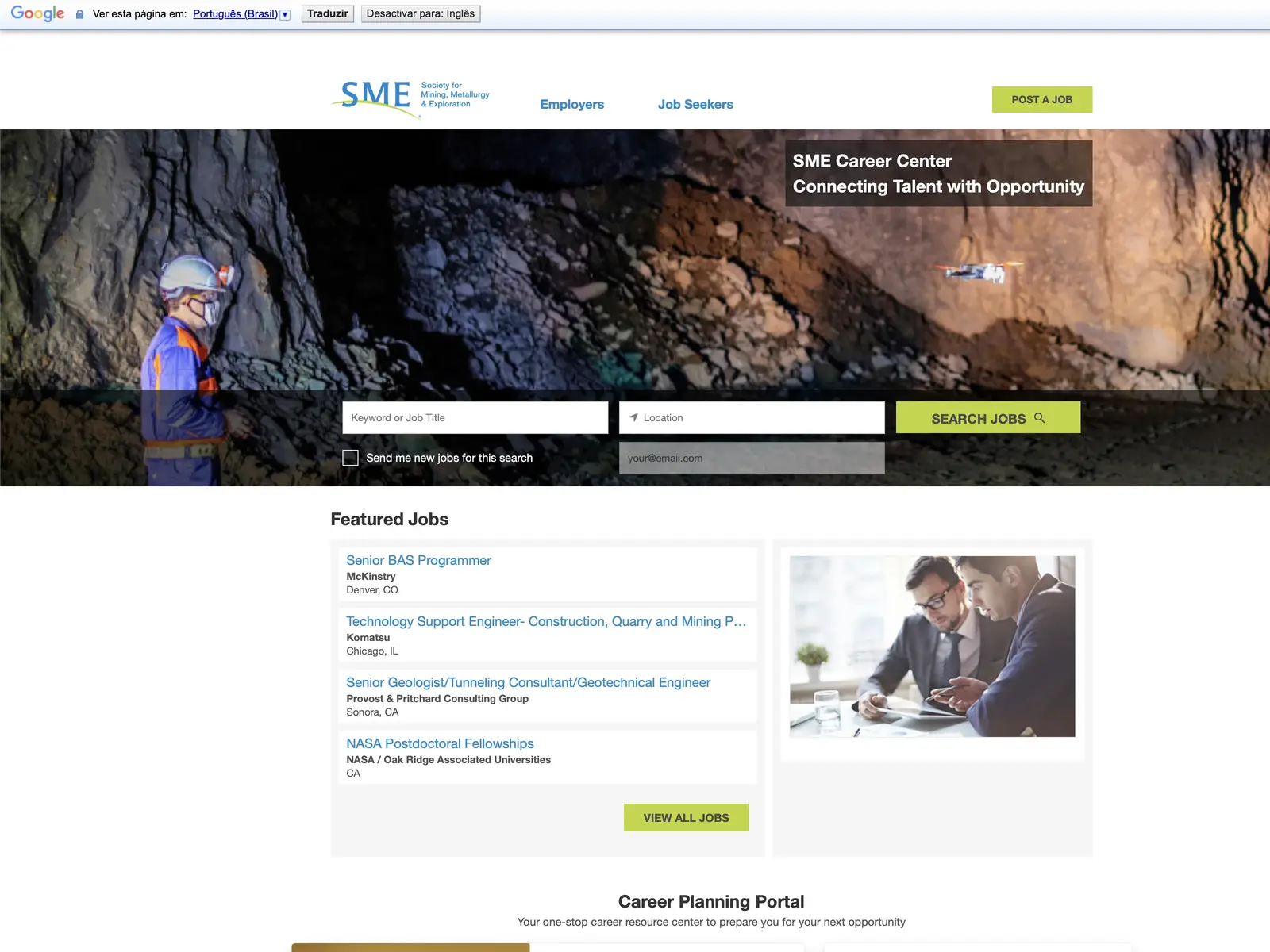 Screenshot of SME Career Center