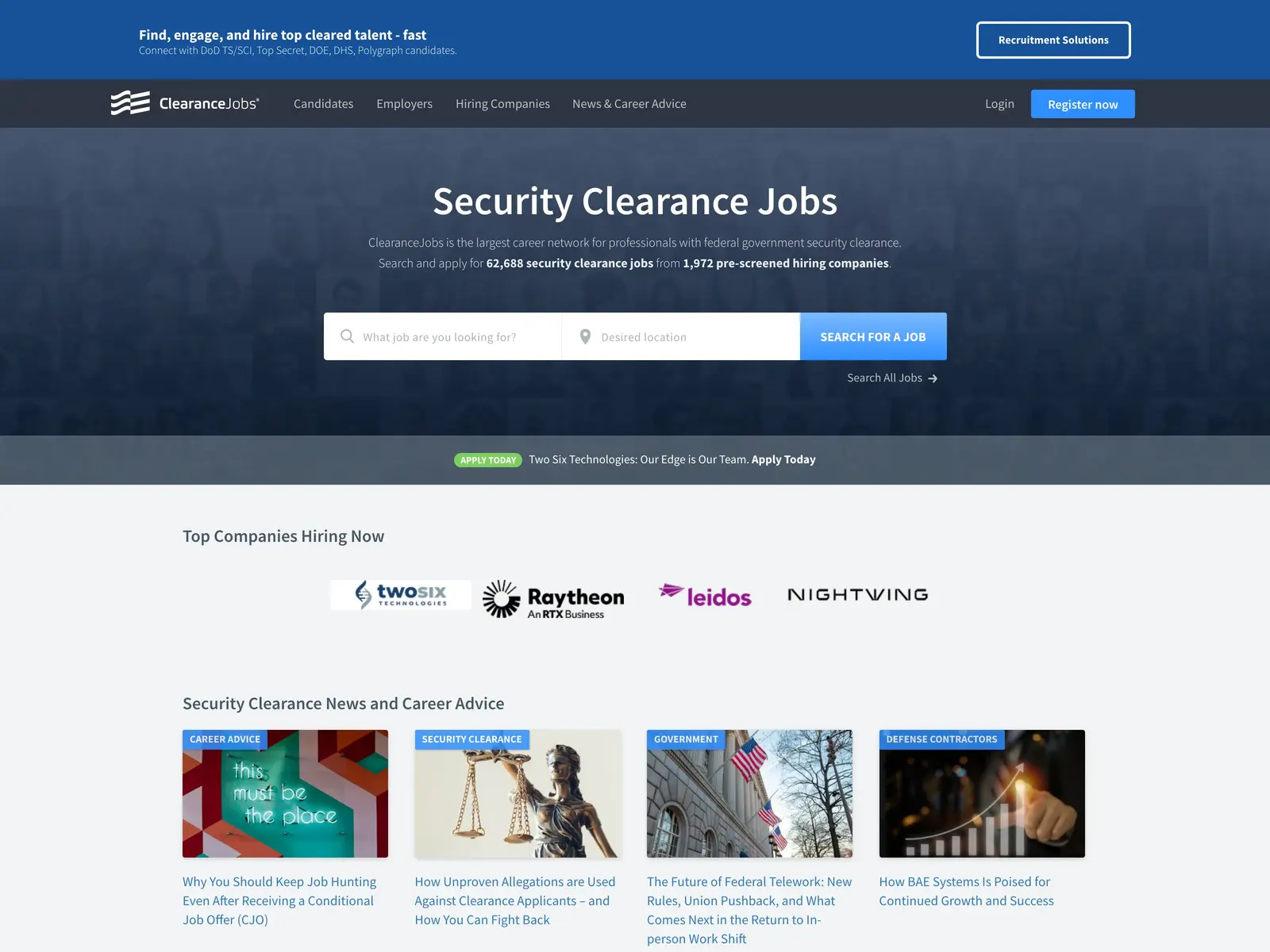 Screenshot of ClearanceJobs