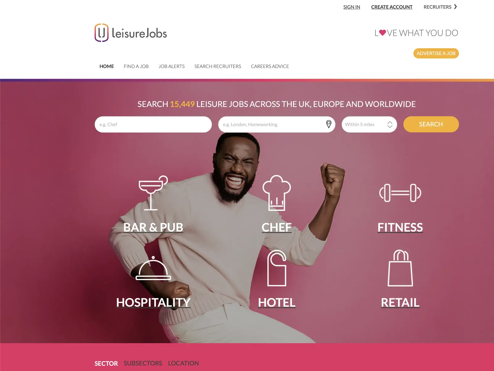 Screenshot of Leisure Jobs